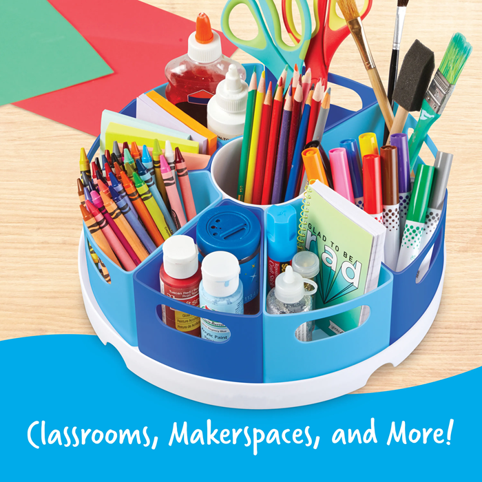 Create-A-Space Storage Center – Blue Rotating Organizer with 8 Removable Containers