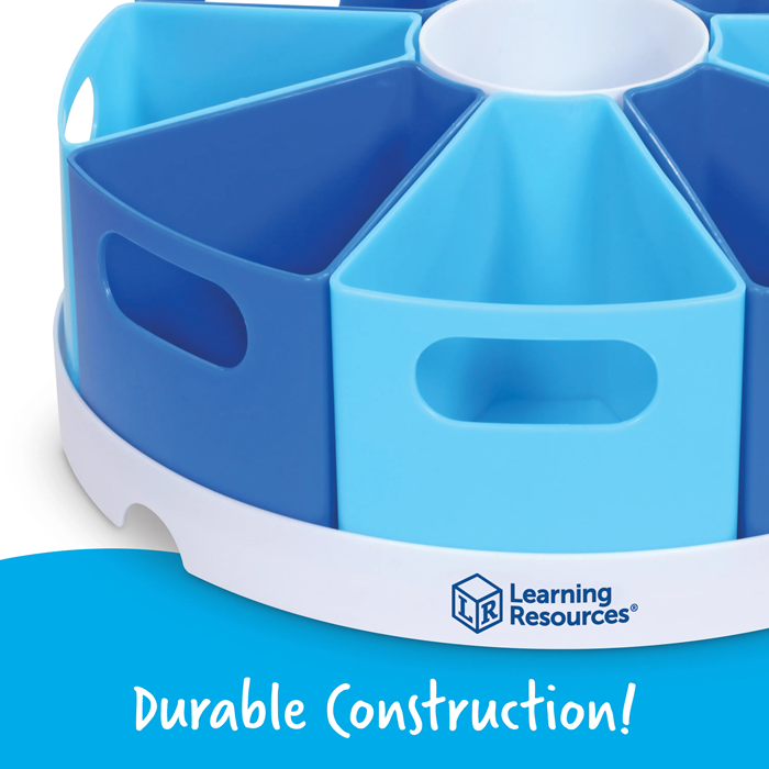 Create-A-Space Storage Center – Blue Rotating Organizer with 8 Removable Containers