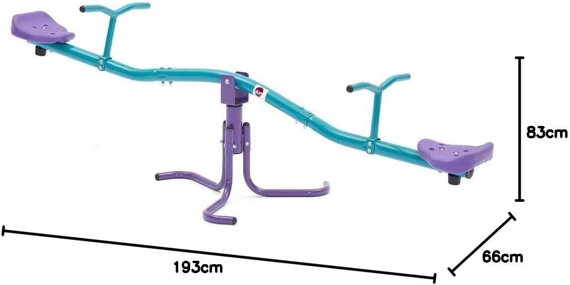 Plum Rotating Metal See Saw, 360° Rotation, Easy to Assemble Sturdy Metal Frame Design with 50kg Maximum Weight Capacity, Outdoor Toy Suitable for Children both Boys and Girls Aged 3 years and Above