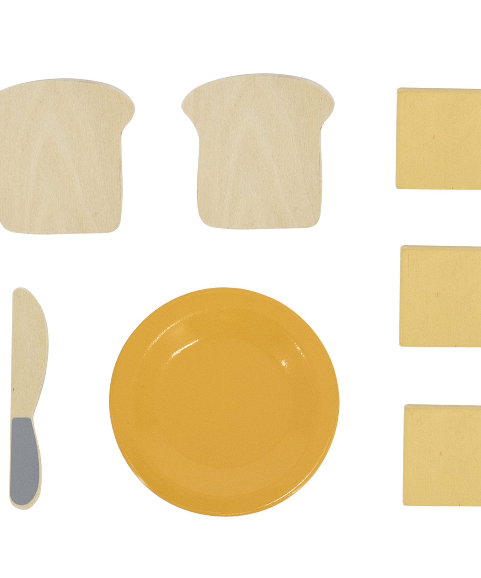 PolarB Wooden Toaster Set for Kids Aged 3 and Up  Includes Toaster, 2 Bread Slices, Plate, Knife, and Butter Pieces  Realistic Pretend Play Kitchen Toy