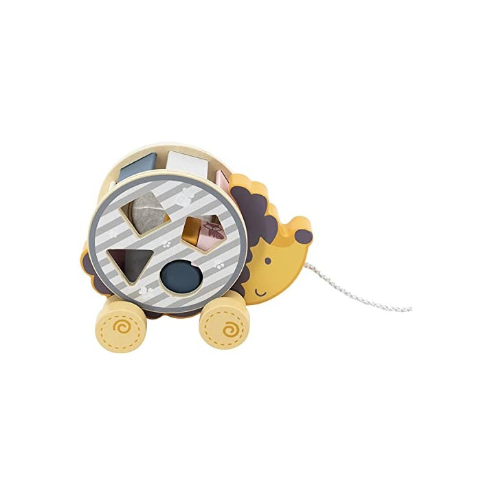 PolarB Wooden Hedgehog with Sorting Wheel | 2-in-1 Pull-Along and Shape Sorting Toy for Kids Age 2+