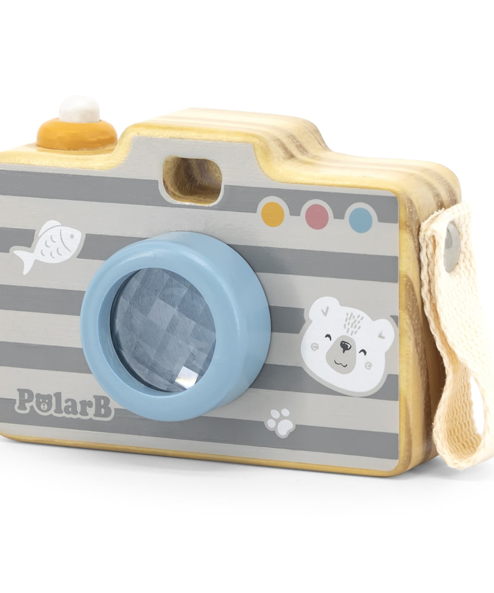 PolarB Wooden Camera Toy with Kaleidoscope for Toddlers Aged 2 and Up  Durable, Educational Roleplay Toy to Develop Creativity and Motor Skills