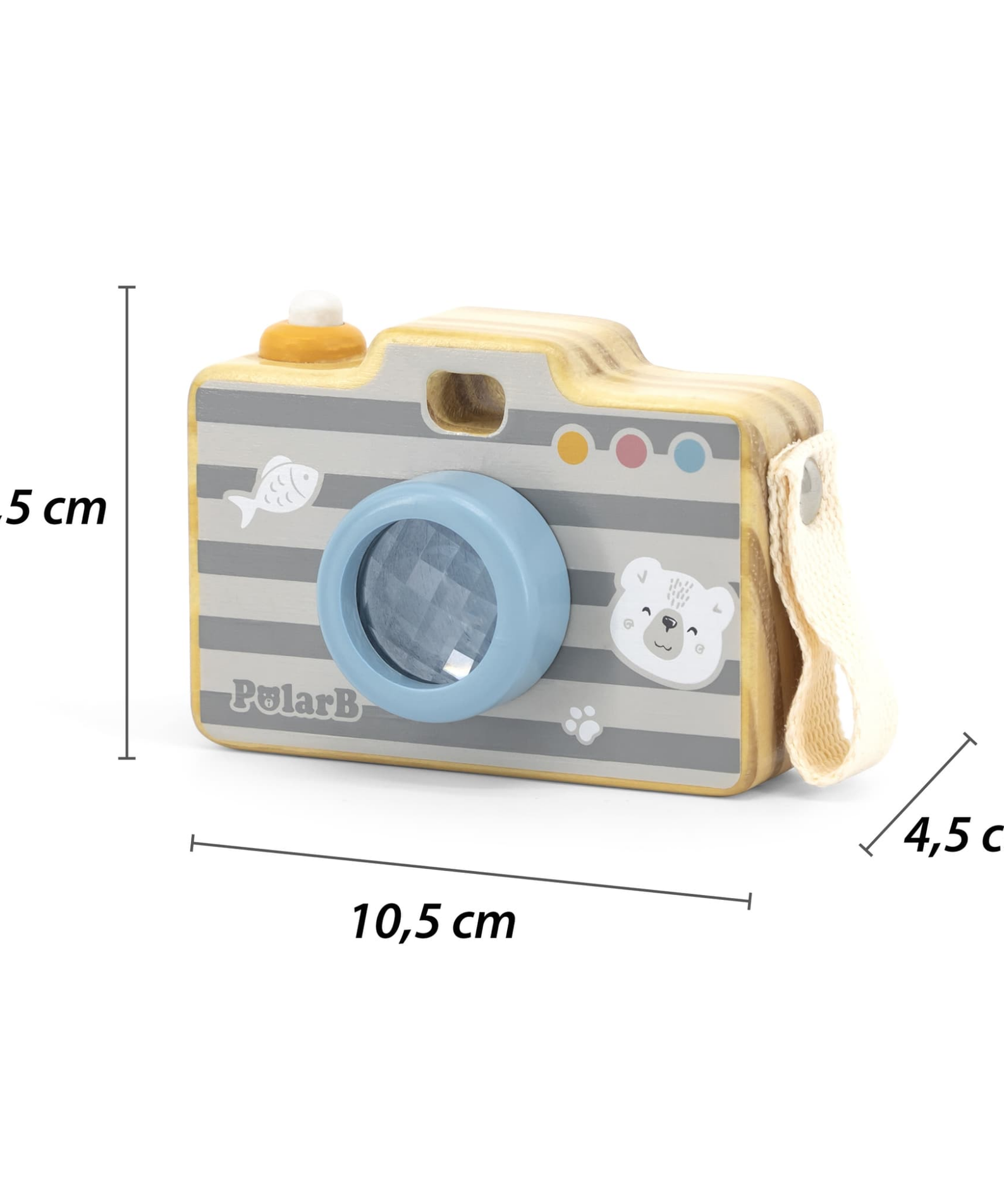 PolarB Wooden Camera Toy with Kaleidoscope for Toddlers Aged 2 and Up  Durable, Educational Roleplay Toy to Develop Creativity and Motor Skills