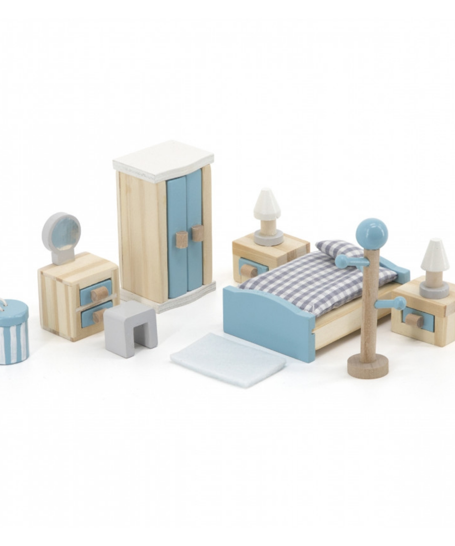 PolarB Wooden Main Bedroom Dollhouse Furniture Set for Children Ages 3 and Up  20-Piece Roleplay Toy to Develop Imagination and Social Skills