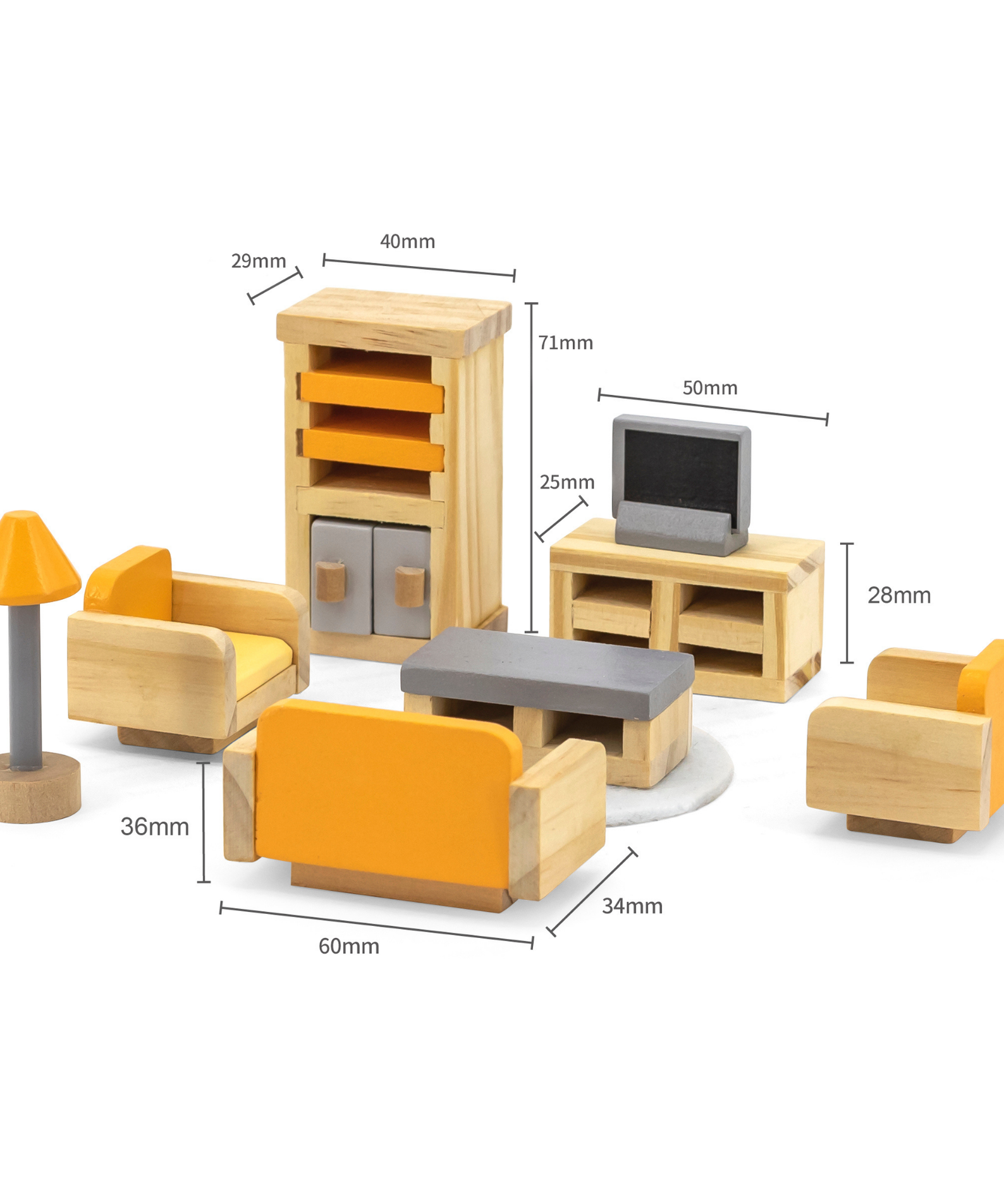 PolarB Wooden Sitting Room Dollhouse Furniture Set for Ages 3 and Up  15-Piece Roleplay Toy to Inspire Creativity and Social Skills