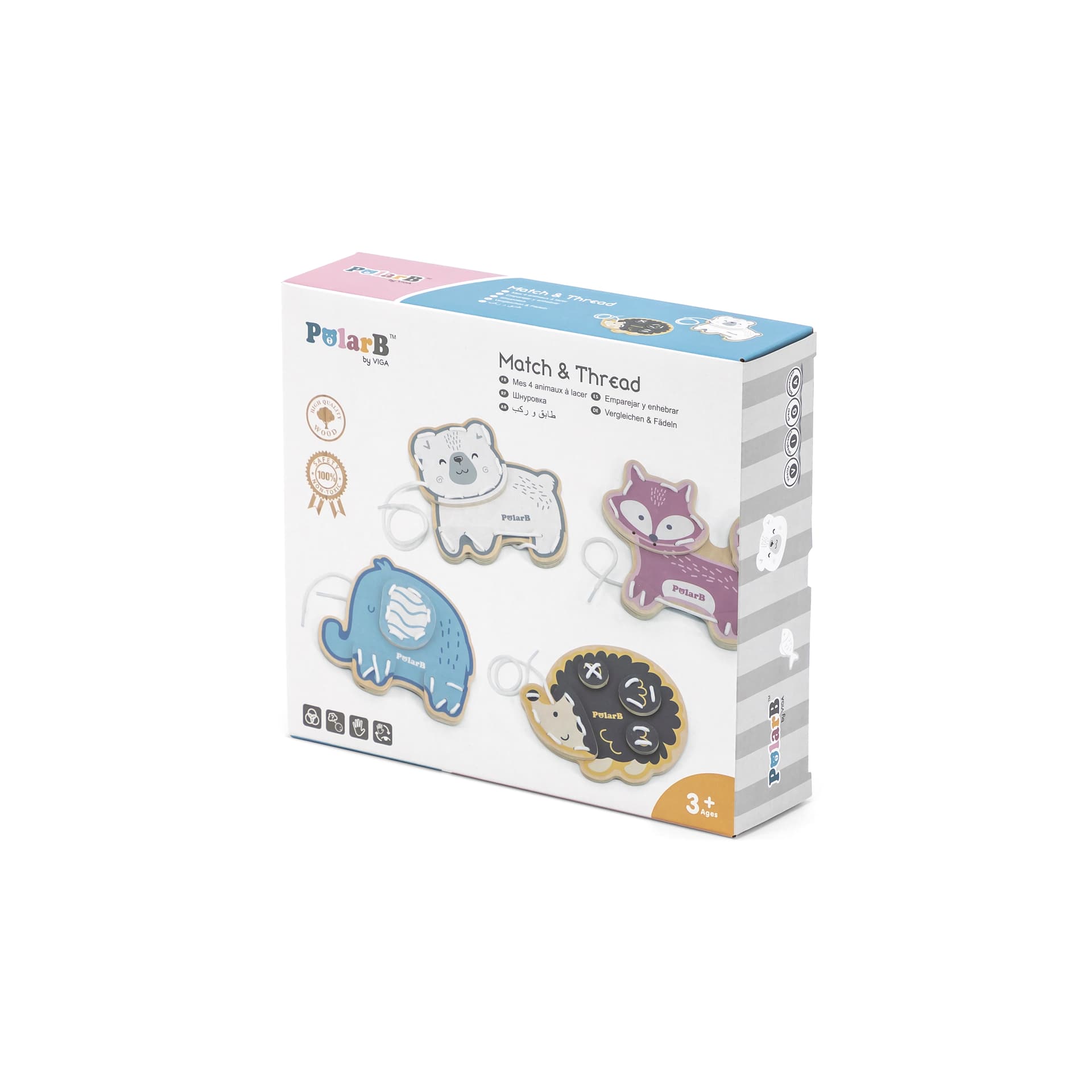 PolarB 3D Animal Friends Lacing & Sewing Set – Fine Motor Skills Educational Toy