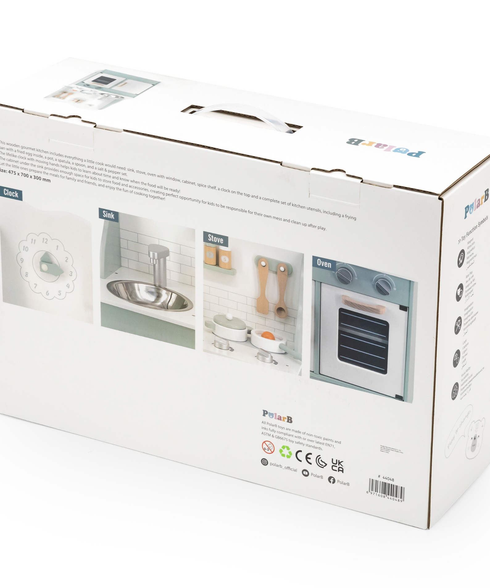 PolarB Wooden Green Kitchen Play Set with Accessories for Kids Ages 3 and Up  Roleplay Toy with Sink, Oven, and Cooking Tools