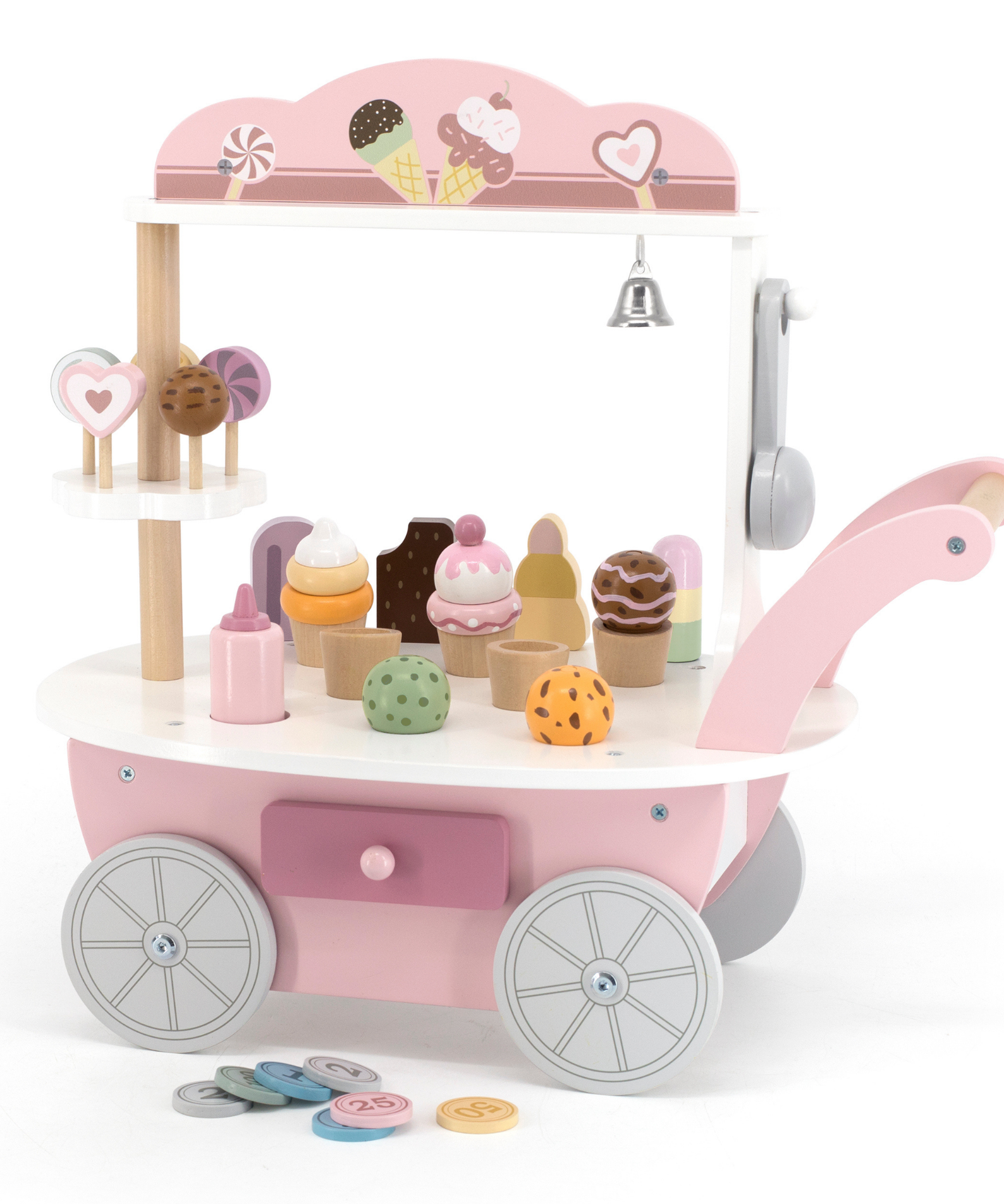 PolarB Wooden Mini Ice Cream Shop Toy for Ages 3 and Up  Roleplay Set to Develop Creativity, Imagination, and Social Skills