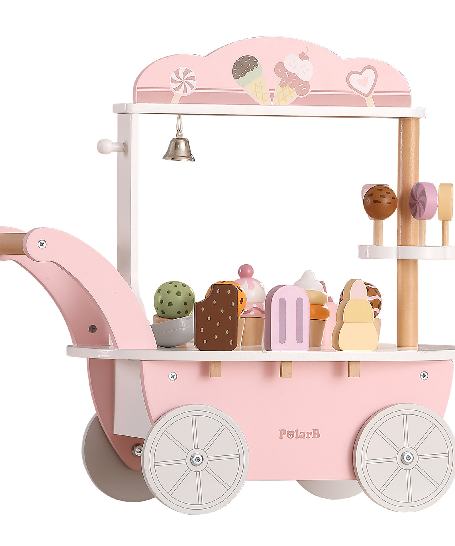 PolarB Wooden Mini Ice Cream Shop Toy for Ages 3 and Up  Roleplay Set to Develop Creativity, Imagination, and Social Skills