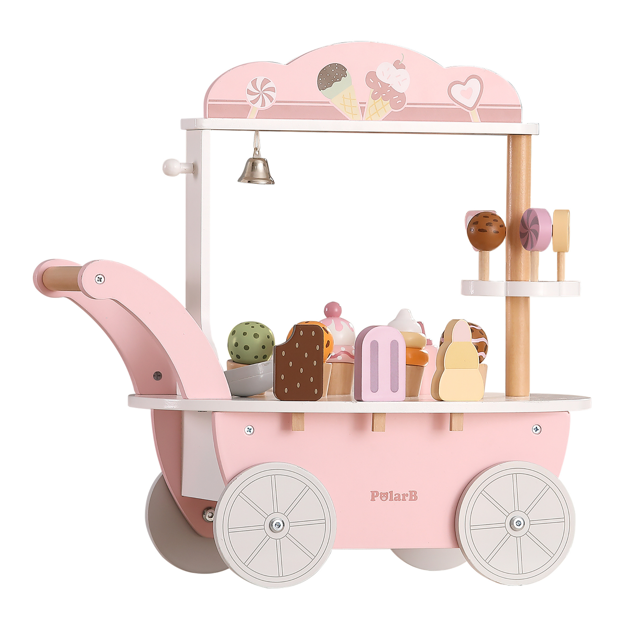 PolarB Wooden Mini Ice Cream Shop Toy for Ages 3 and Up  Roleplay Set to Develop Creativity, Imagination, and Social Skills