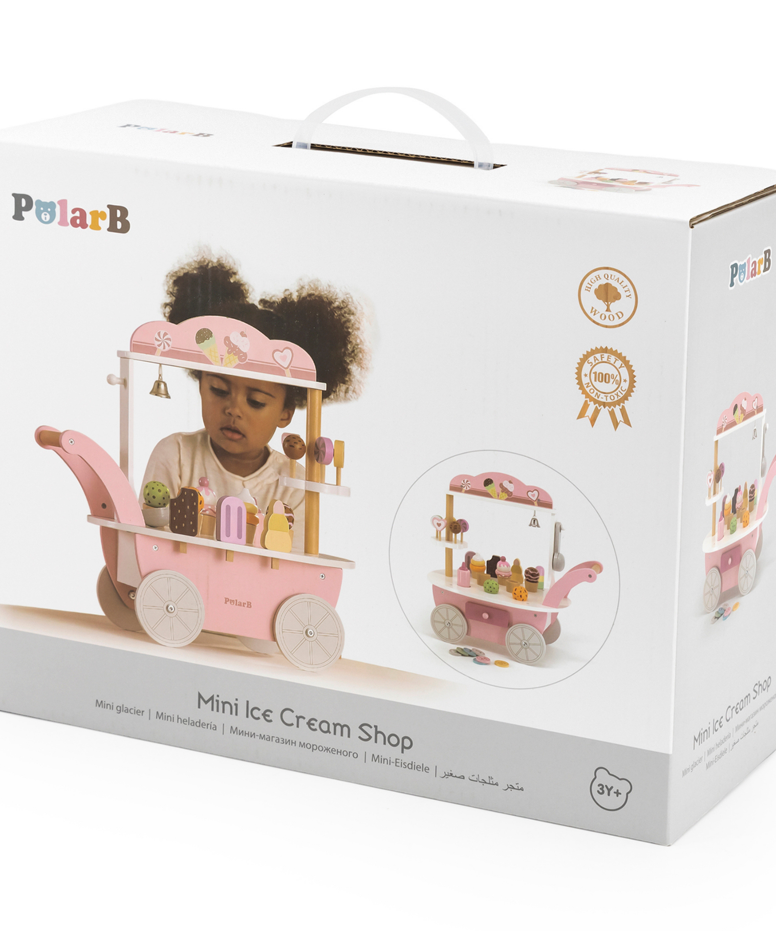 PolarB Wooden Mini Ice Cream Shop Toy for Ages 3 and Up  Roleplay Set to Develop Creativity, Imagination, and Social Skills
