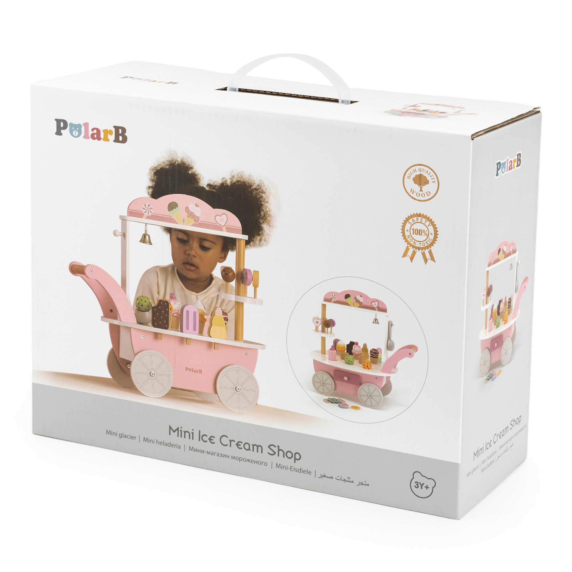 PolarB Wooden Mini Ice Cream Shop Toy for Ages 3 and Up  Roleplay Set to Develop Creativity, Imagination, and Social Skills