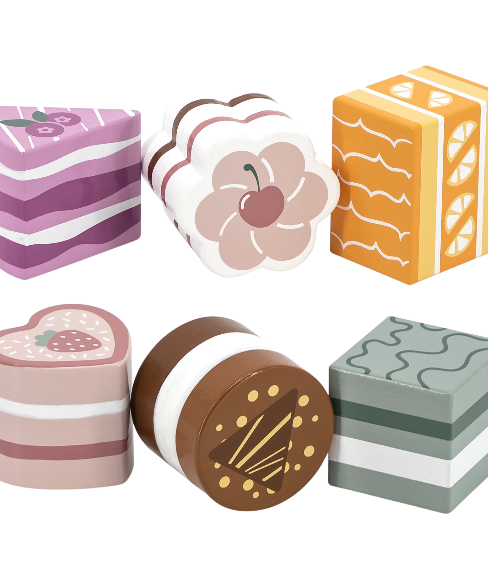 VIGA Wooden Polar Bear Cookies and Desserts Play Set, 6 Piece Pretend Food Toy for Kids 18 Months+, Montessori Kitchen Role Play