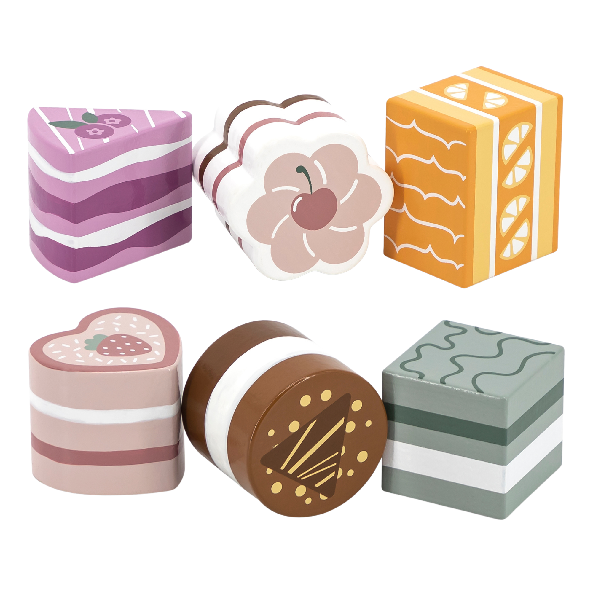 VIGA Wooden Polar Bear Cookies and Desserts Play Set, 6 Piece Pretend Food Toy for Kids 18 Months+, Montessori Kitchen Role Play