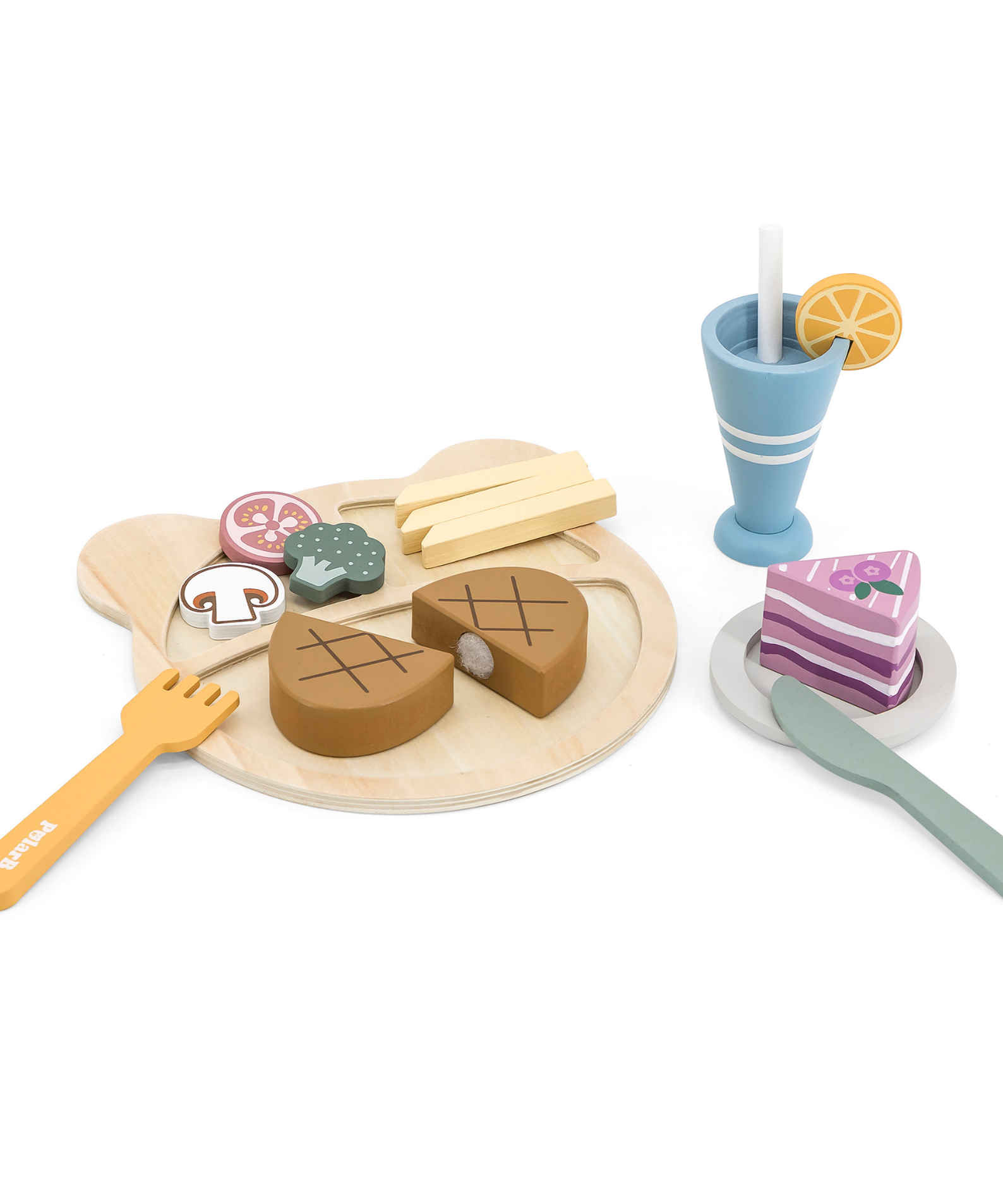 PolarB Wooden Lunch Set Pretend Play Toy for Babies and Toddlers  Age 18 Months and Above