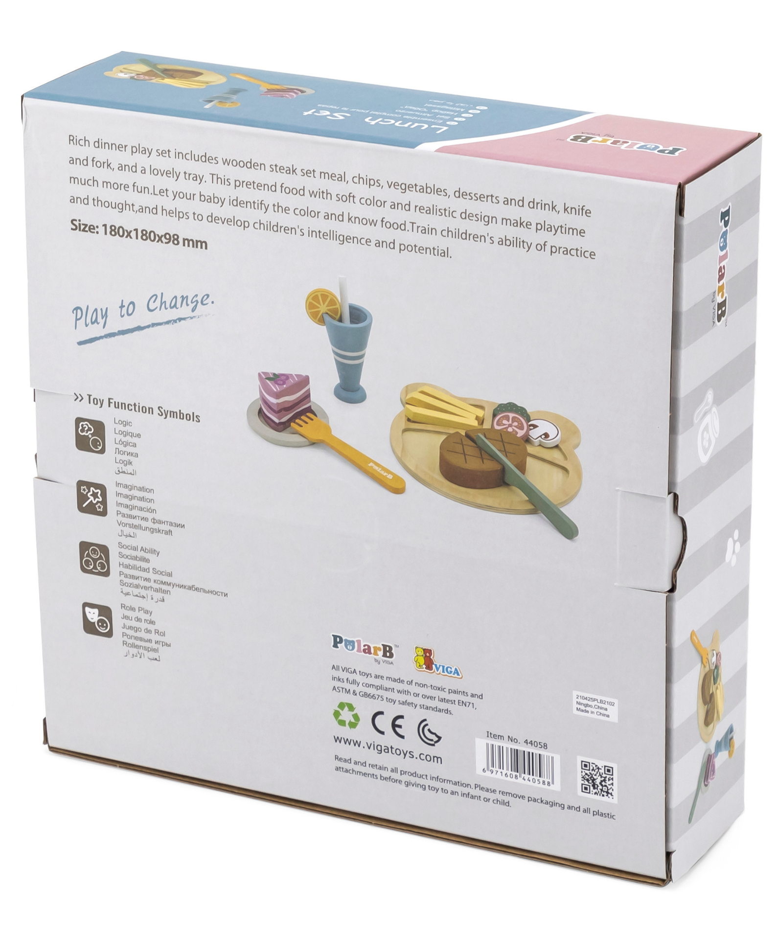 PolarB Wooden Lunch Set Pretend Play Toy for Babies and Toddlers  Age 18 Months and Above