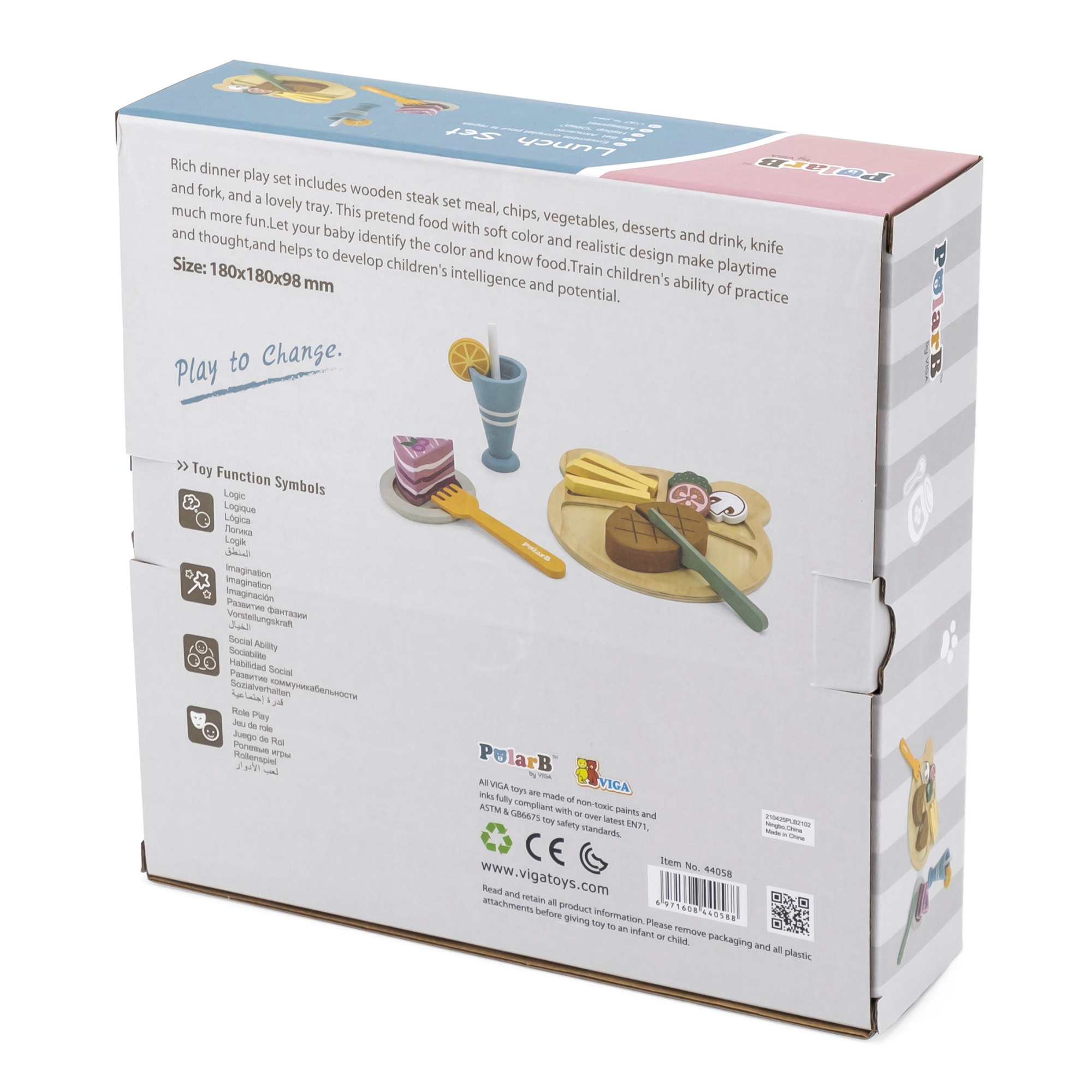 PolarB Wooden Lunch Set Pretend Play Toy for Babies and Toddlers  Age 18 Months and Above