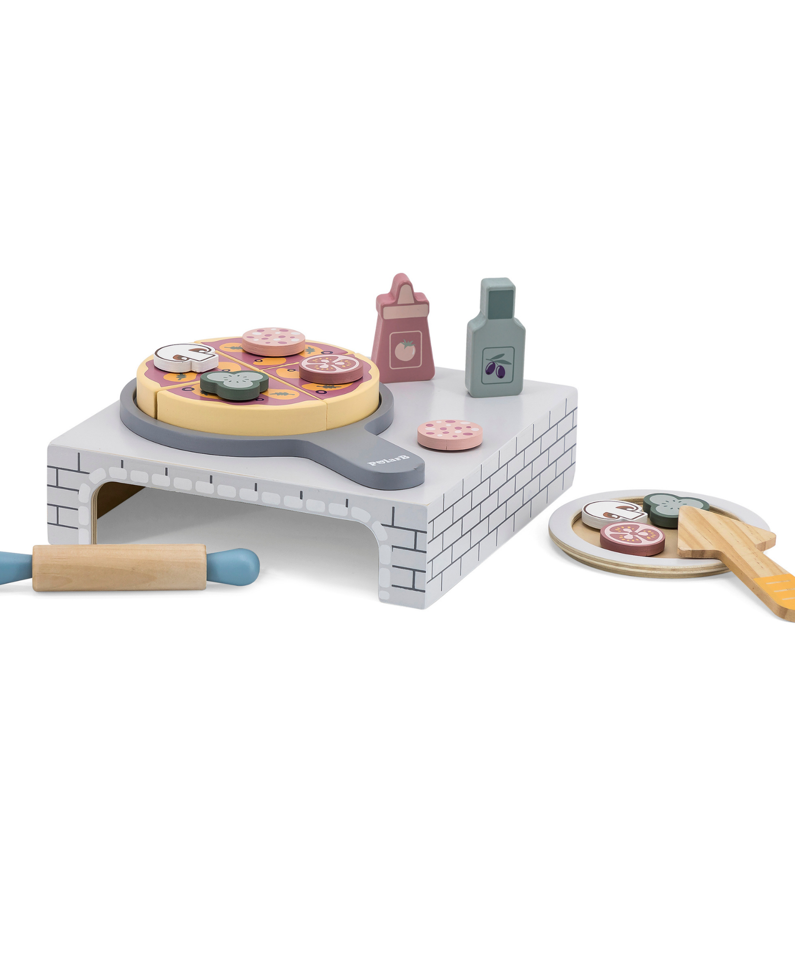 PolarB Home Made Pizza Wooden Pretend Play Toy for Kids  Age 2 Years and Above