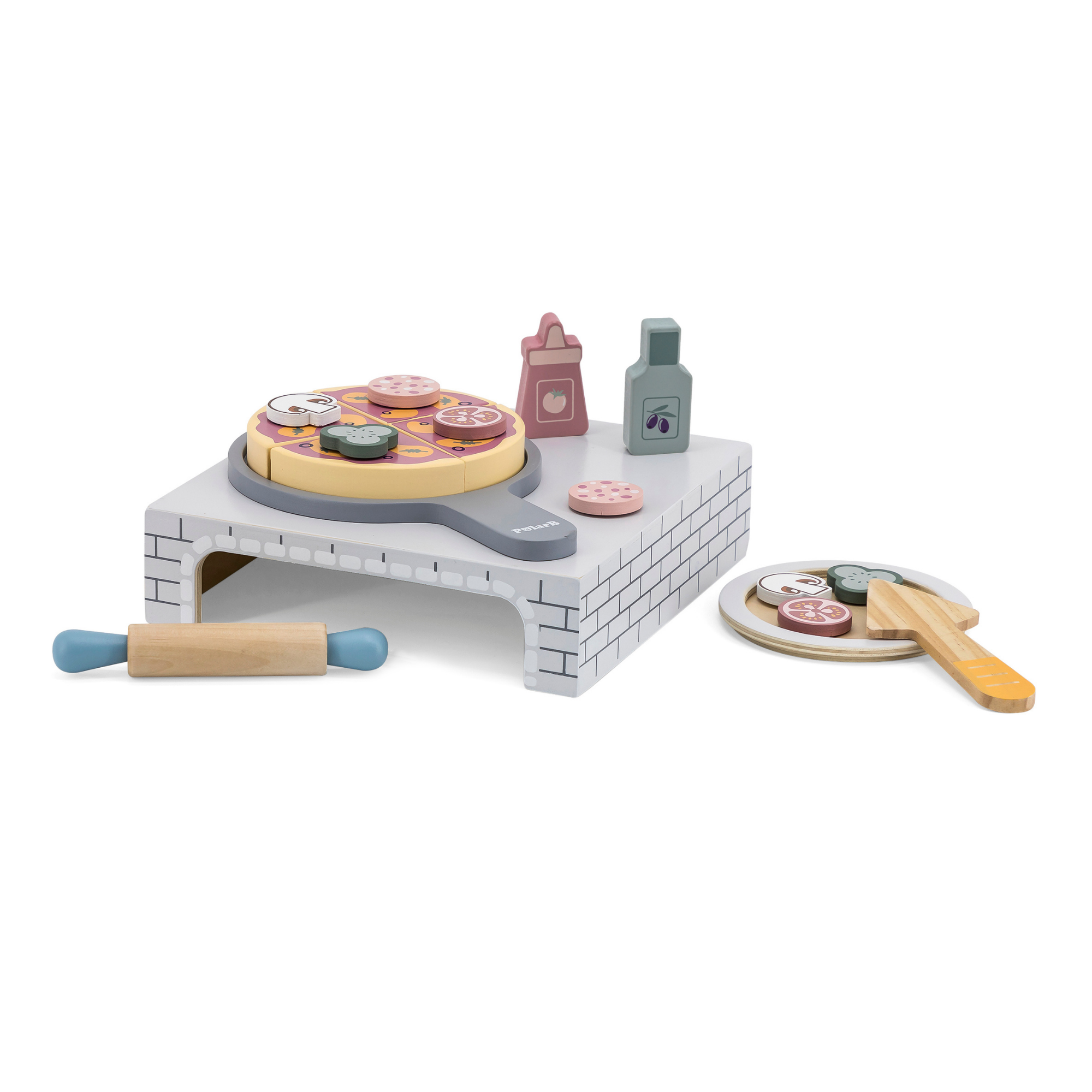 PolarB Home Made Pizza Wooden Pretend Play Toy for Kids  Age 2 Years and Above