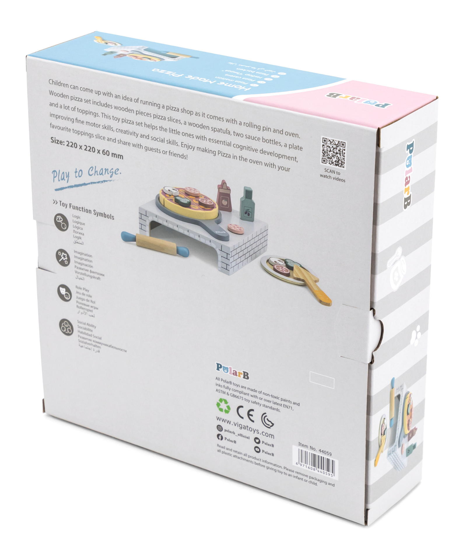 PolarB Home Made Pizza Wooden Pretend Play Toy for Kids  Age 2 Years and Above