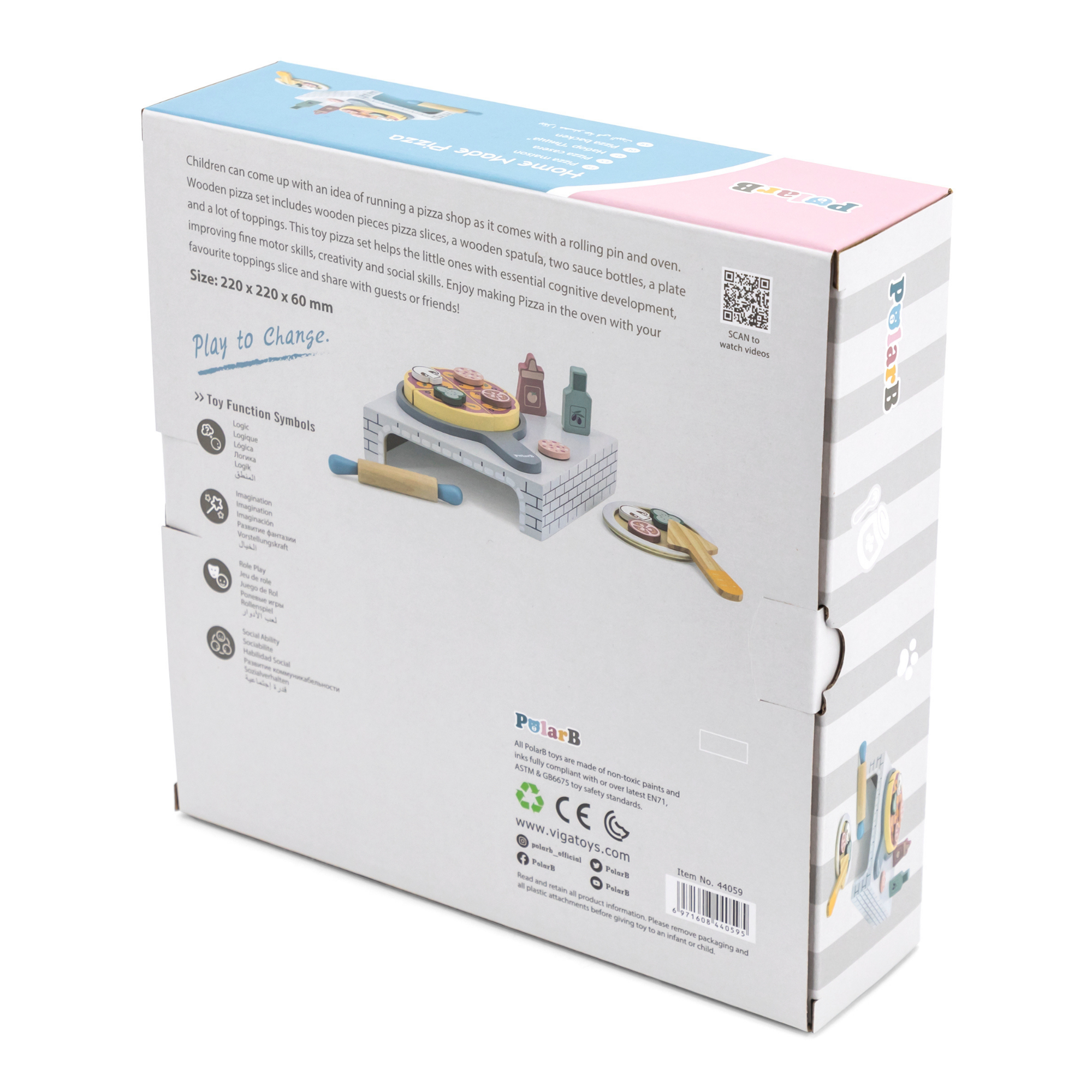 PolarB Home Made Pizza Wooden Pretend Play Toy for Kids  Age 2 Years and Above