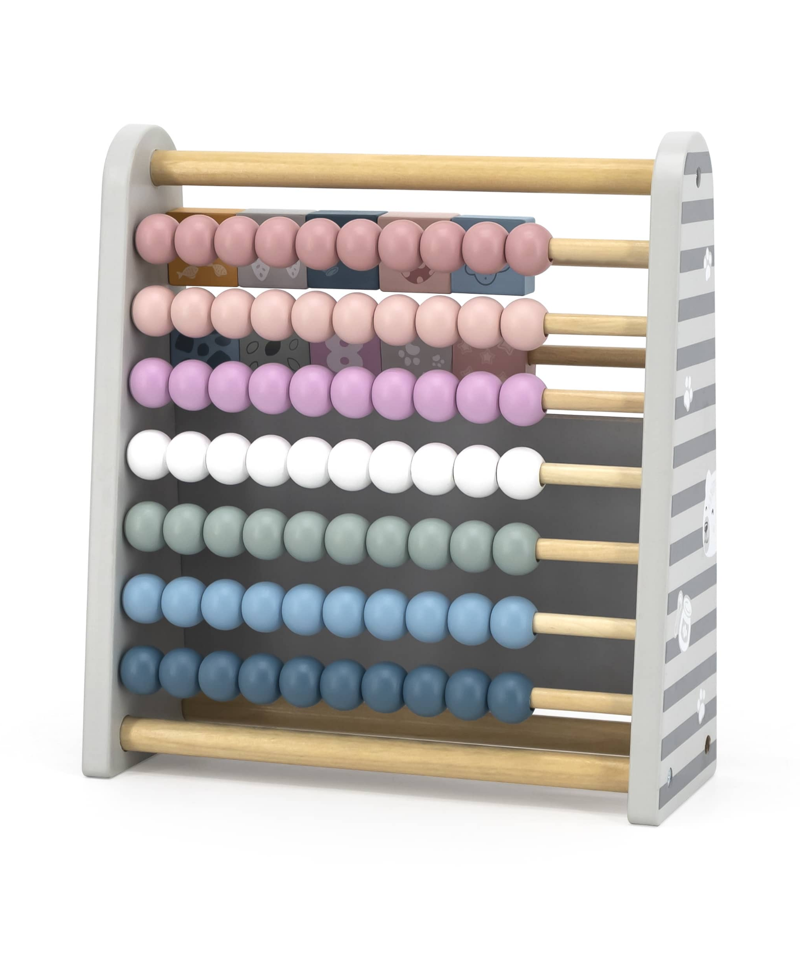 Polar Bear 3-in-1 Wooden Math Abacus for Kids with Blackboard and Number Blocks, Early Learning Educational Toy, Ages 3 and Up