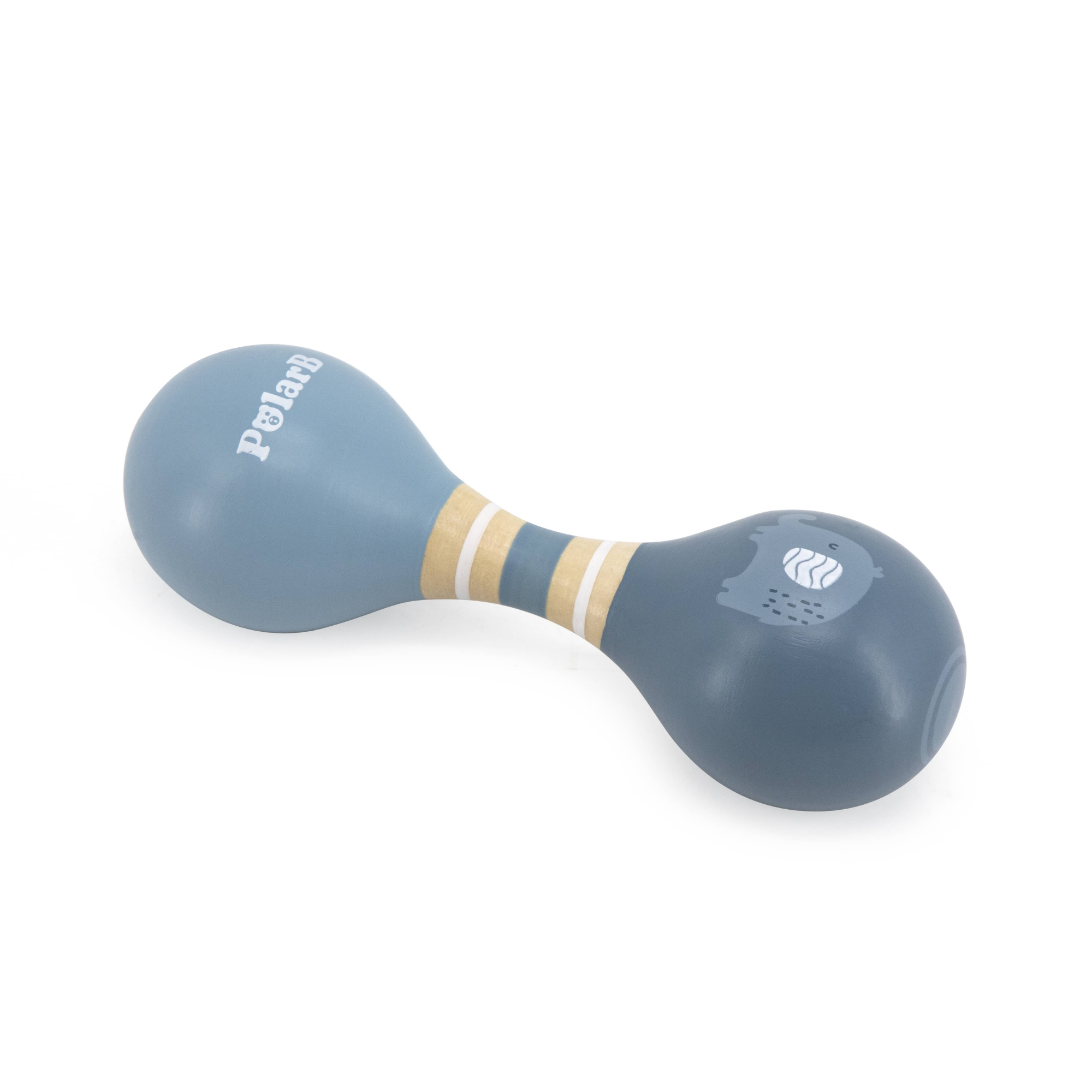 PolarB Wooden Double Maracas for Babies and Toddlers, Easy Grip Elephant Design, Early Musical Instrument, Safe and Non-Toxic, Suitable from 0m+