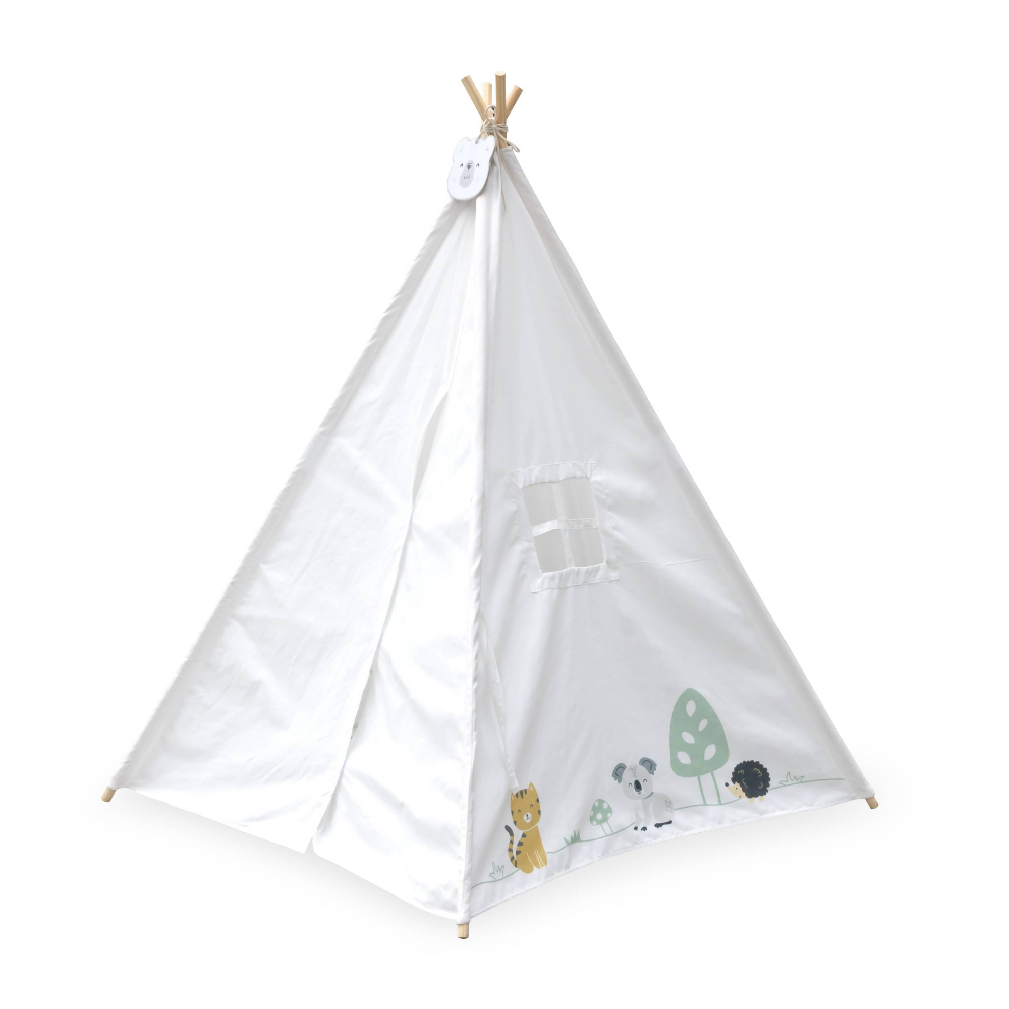 PolarB Teepee Tent for Kids, Cotton Canvas Indoor Playhouse with Wooden Poles and Blackboard, Easy Assembly, Ideal for Ages 3 and Up