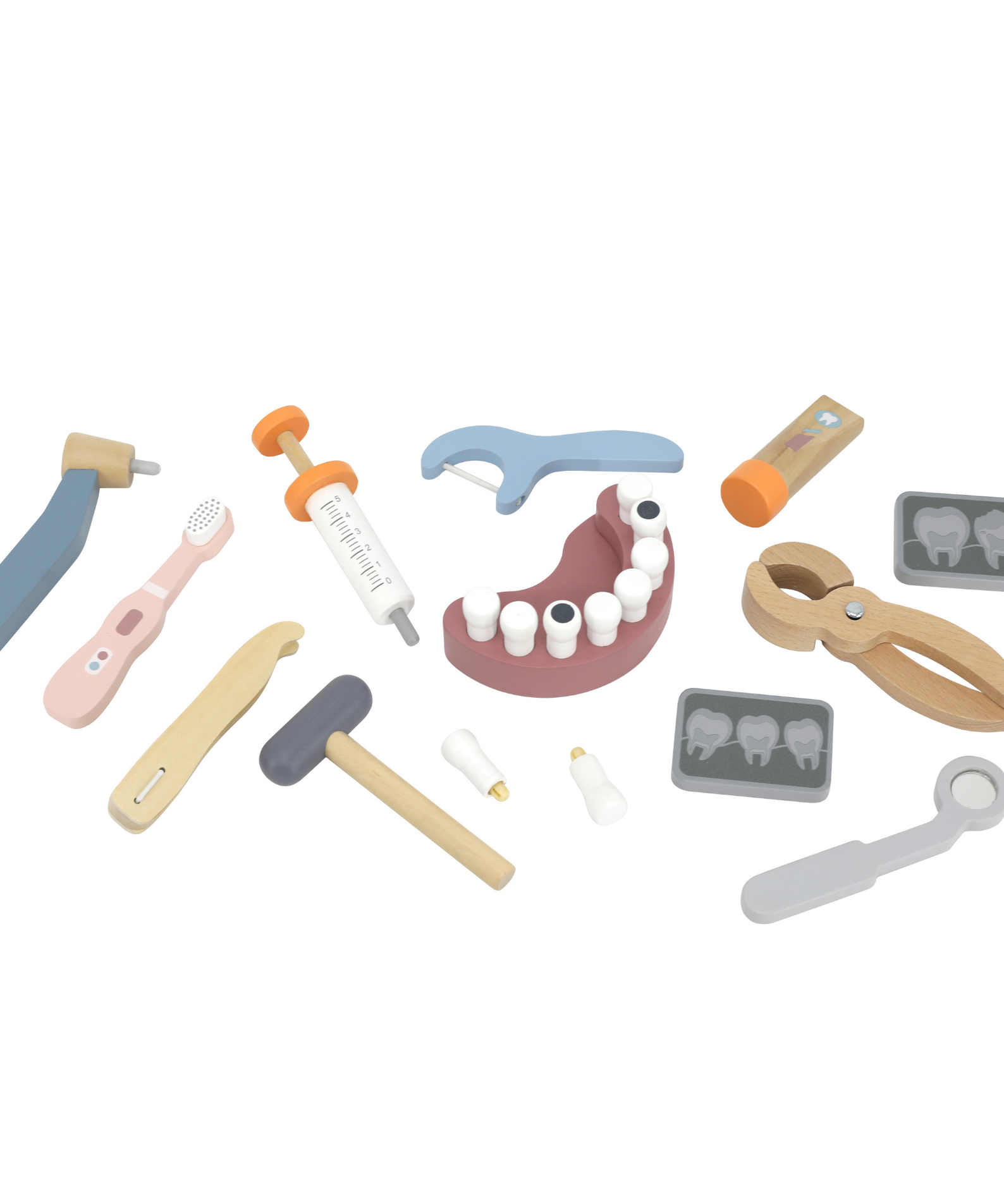 PolarB Wooden Dentist Set for Kids Ages 3 and Up  Roleplay Toy with Removable Teeth, Dental Tools, and Carrying Case