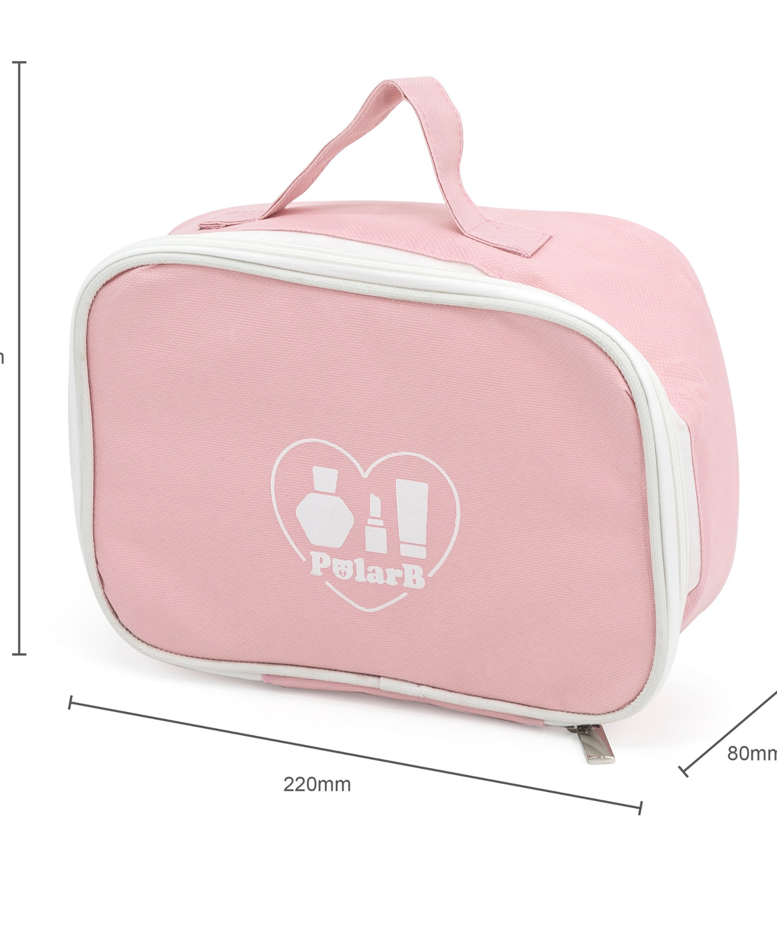 PolarB Wooden Make-up Set for Kids Ages 3 and Up  Roleplay Toy with Cosmetic Accessories and Portable Pink Bag