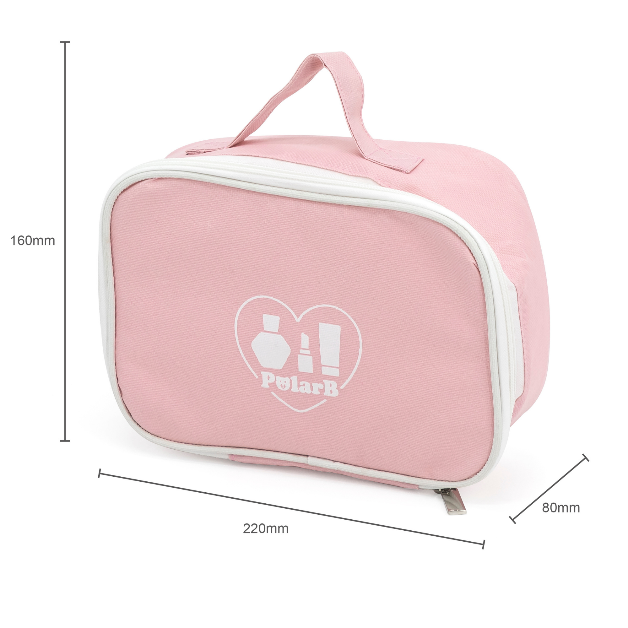 PolarB Wooden Make-up Set for Kids Ages 3 and Up  Roleplay Toy with Cosmetic Accessories and Portable Pink Bag