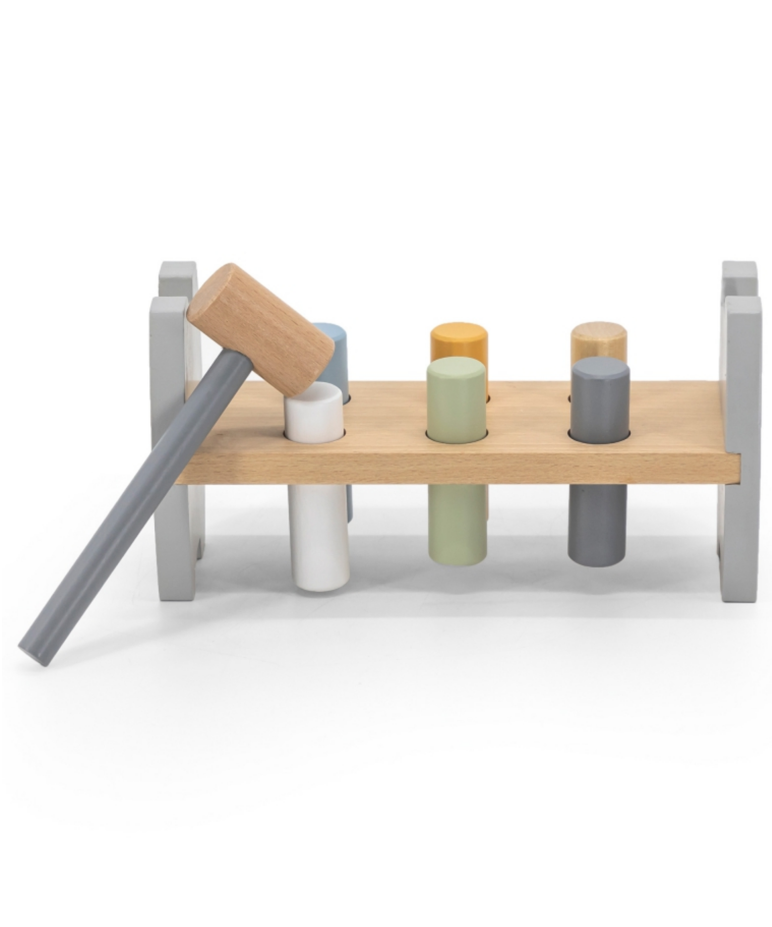 PolarB Wooden Stacking and Pounding Set with Penguin Design, Includes Penguin Stacker and Pounding Bench, Montessori-Inspired Learning Toy for Toddlers Age 1 and Up