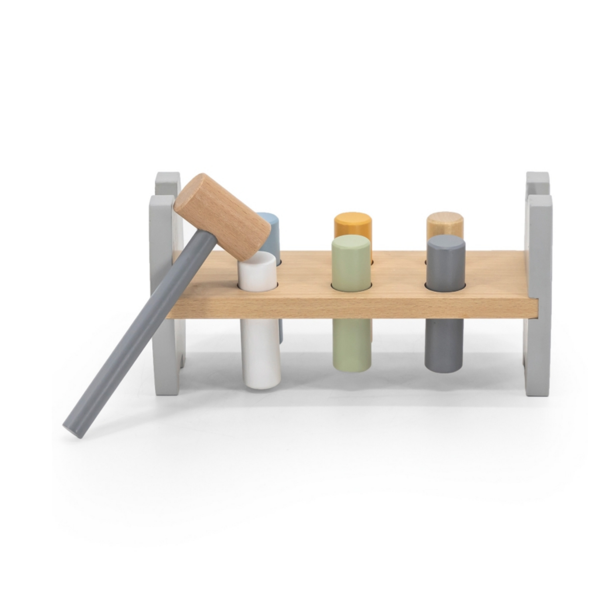 PolarB Wooden Stacking and Pounding Set with Penguin Design, Includes Penguin Stacker and Pounding Bench, Montessori-Inspired Learning Toy for Toddlers Age 1 and Up