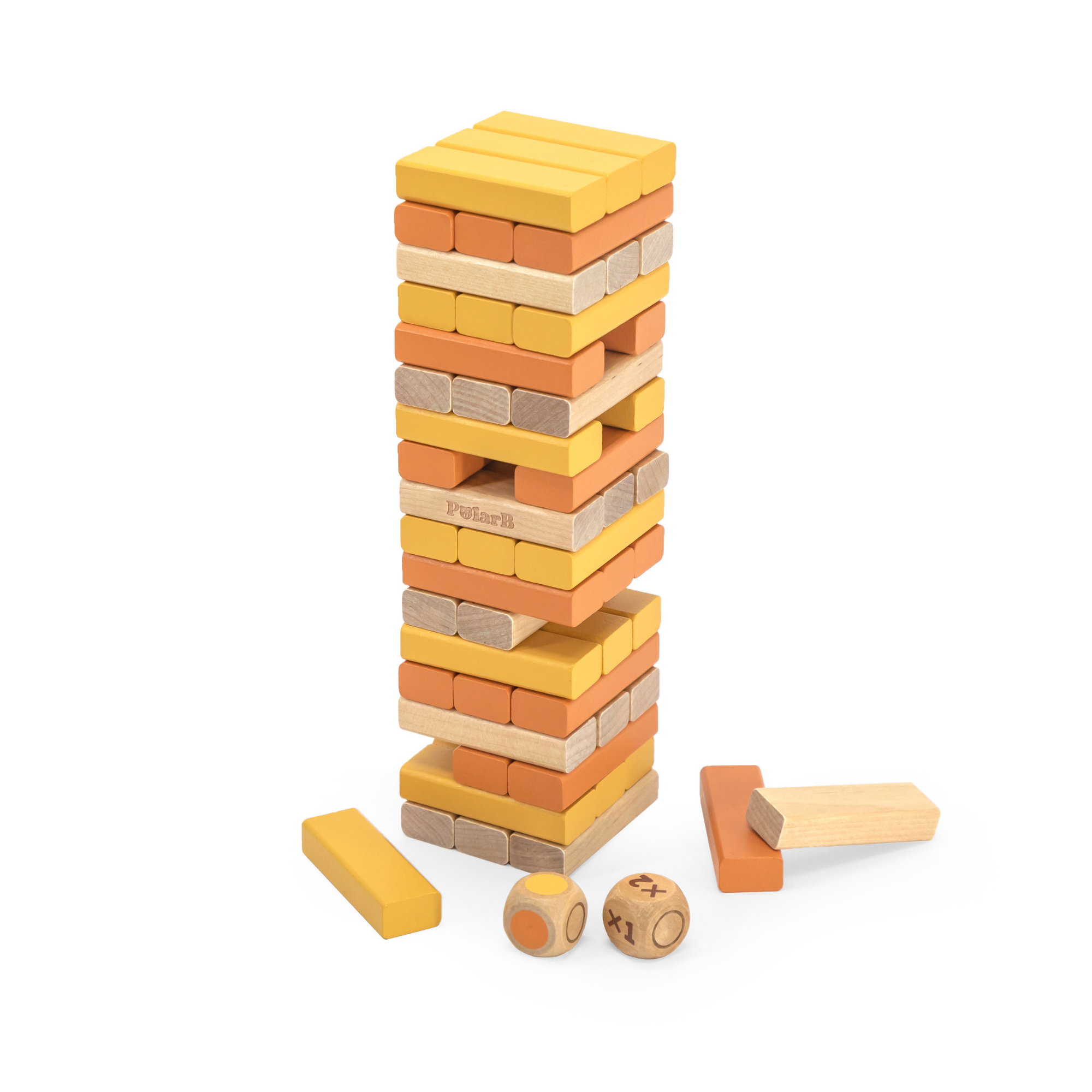 PolarB Colorful Stacking Tower Game for Kids, Wooden Balance and Coordination Game with Color Dice, Fun Family Game for Ages 3+