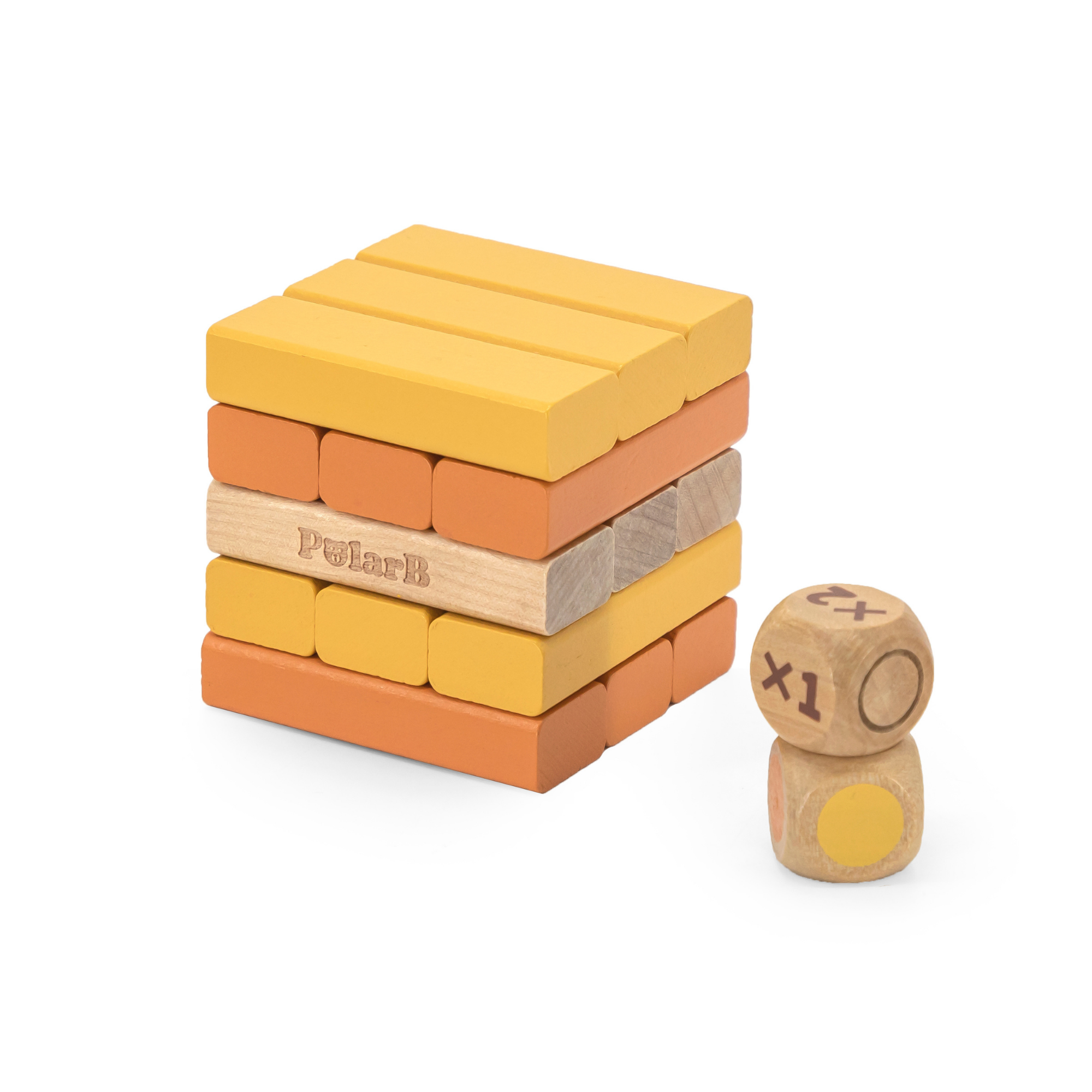 PolarB Colorful Stacking Tower Game for Kids, Wooden Balance and Coordination Game with Color Dice, Fun Family Game for Ages 3+