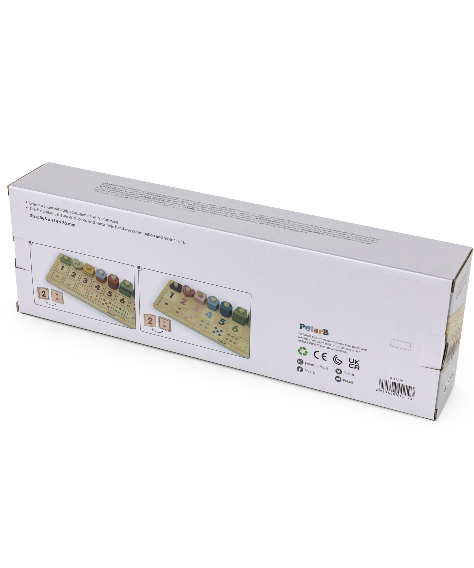 PolarB Count and Match Wooden Educational Toy, 86-Piece Montessori Math Set with 55 Colorful Rings & 20 Number Blocks, Early Learning for Toddlers & Preschoolers Ages 3+