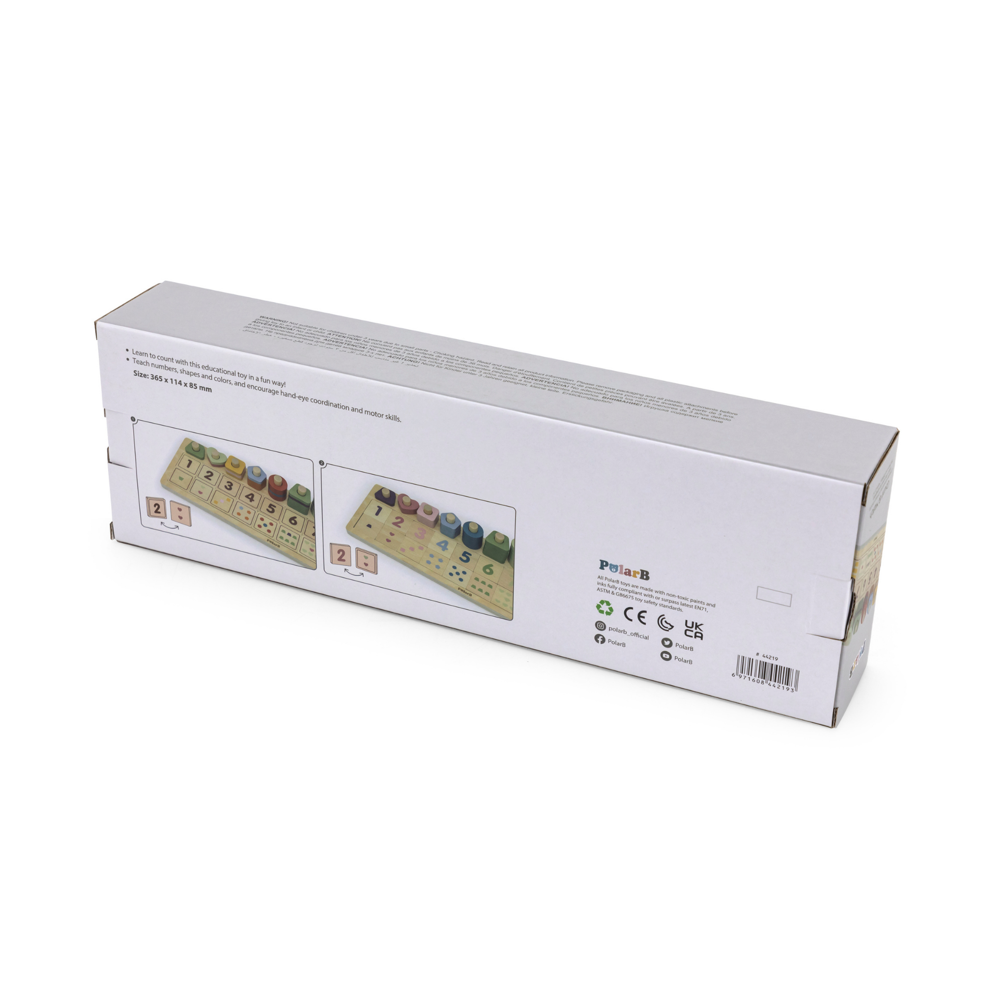 PolarB Count and Match Wooden Educational Toy, 86-Piece Montessori Math Set with 55 Colorful Rings & 20 Number Blocks, Early Learning for Toddlers & Preschoolers Ages 3+