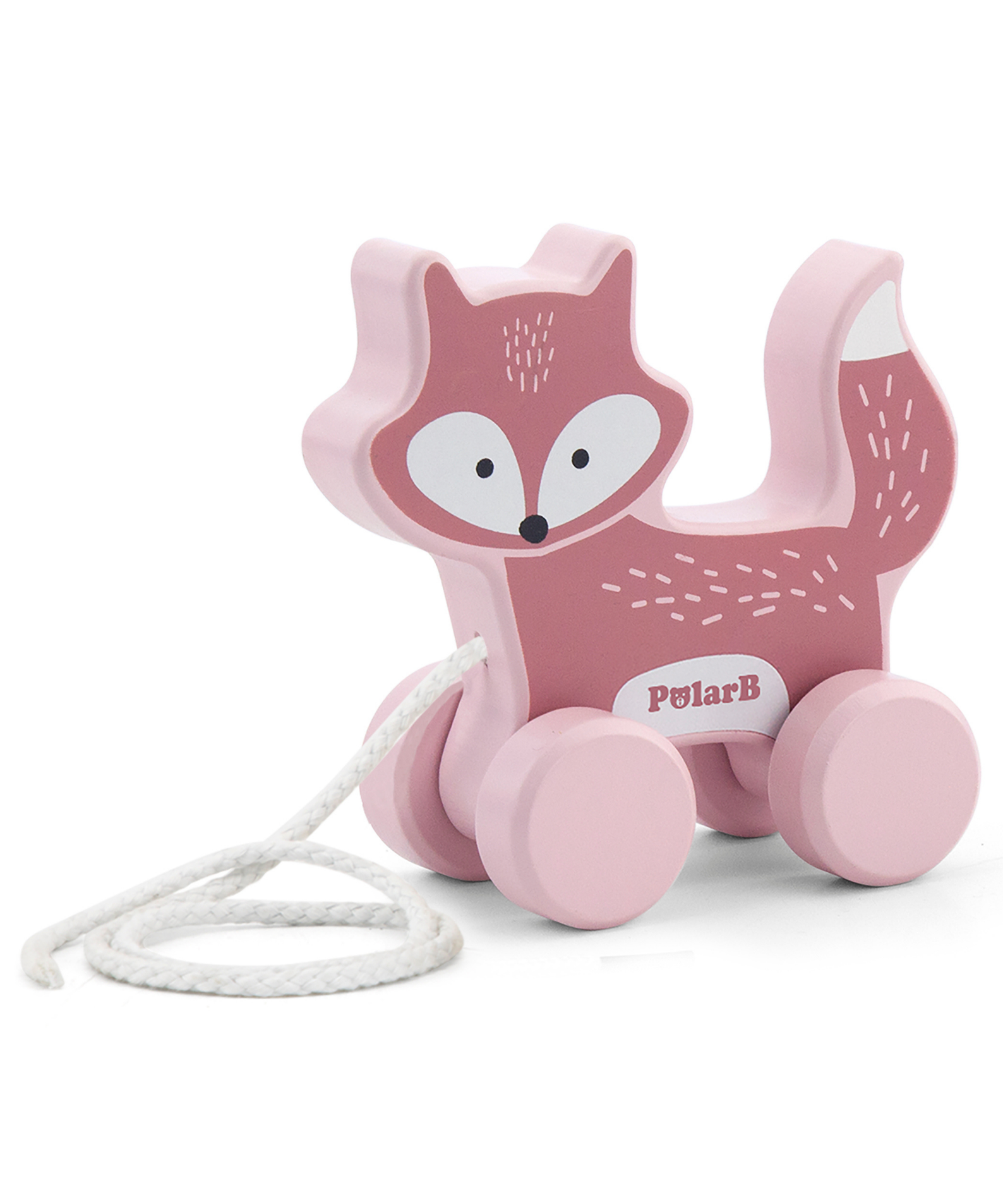 PolarB Wooden Fox Pull-Along and Stacker Toy Set, Educational Toddler Toys for Walking, Fine Motor Skills, and Color Recognition, Ages 18 Months+