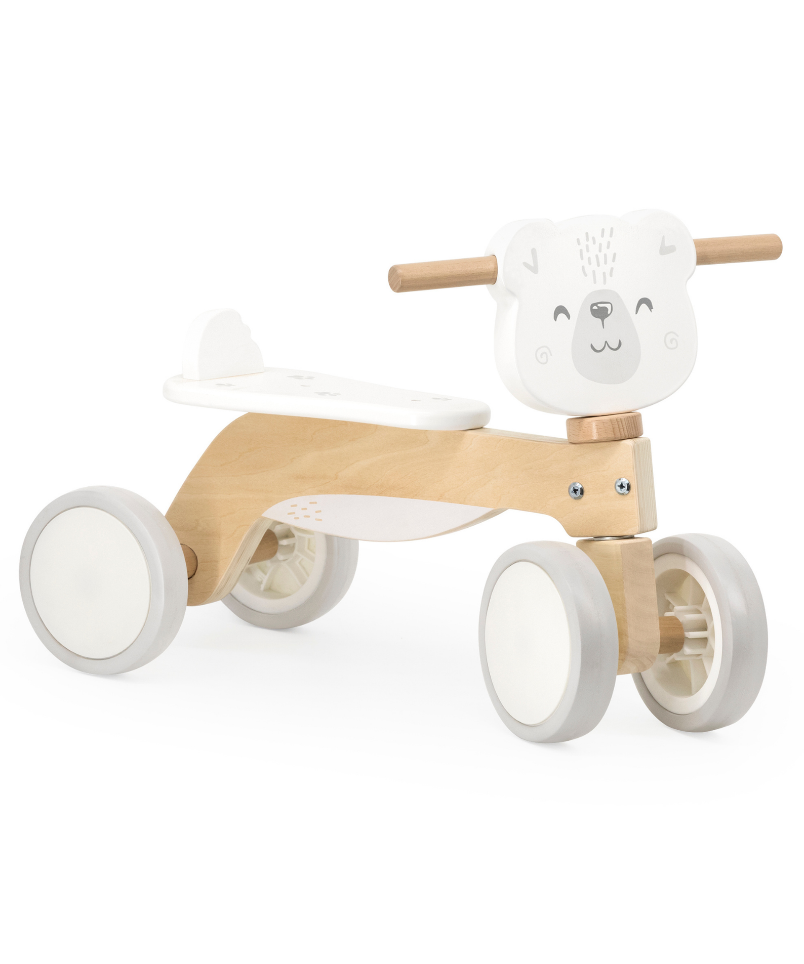 PolarB Wooden Ride-On Trike for Toddlers, Eco-Friendly Wooden Bear Trike with Steering Lock and EVA Wheels, Motor Skill Development Ride-On Toy for Ages 12 Months and Up
