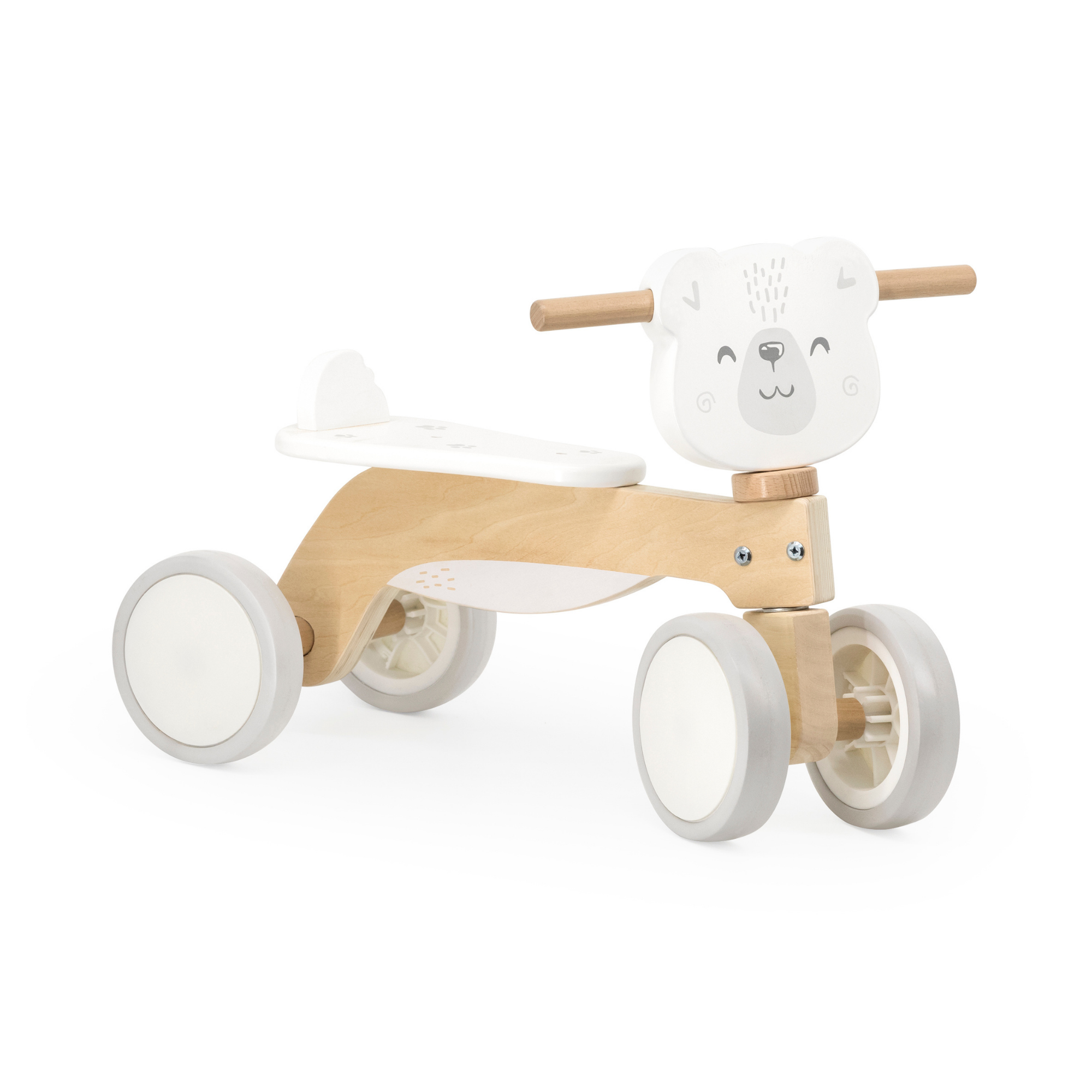 PolarB Wooden Ride-On Trike for Toddlers, Eco-Friendly Wooden Bear Trike with Steering Lock and EVA Wheels, Motor Skill Development Ride-On Toy for Ages 12 Months and Up