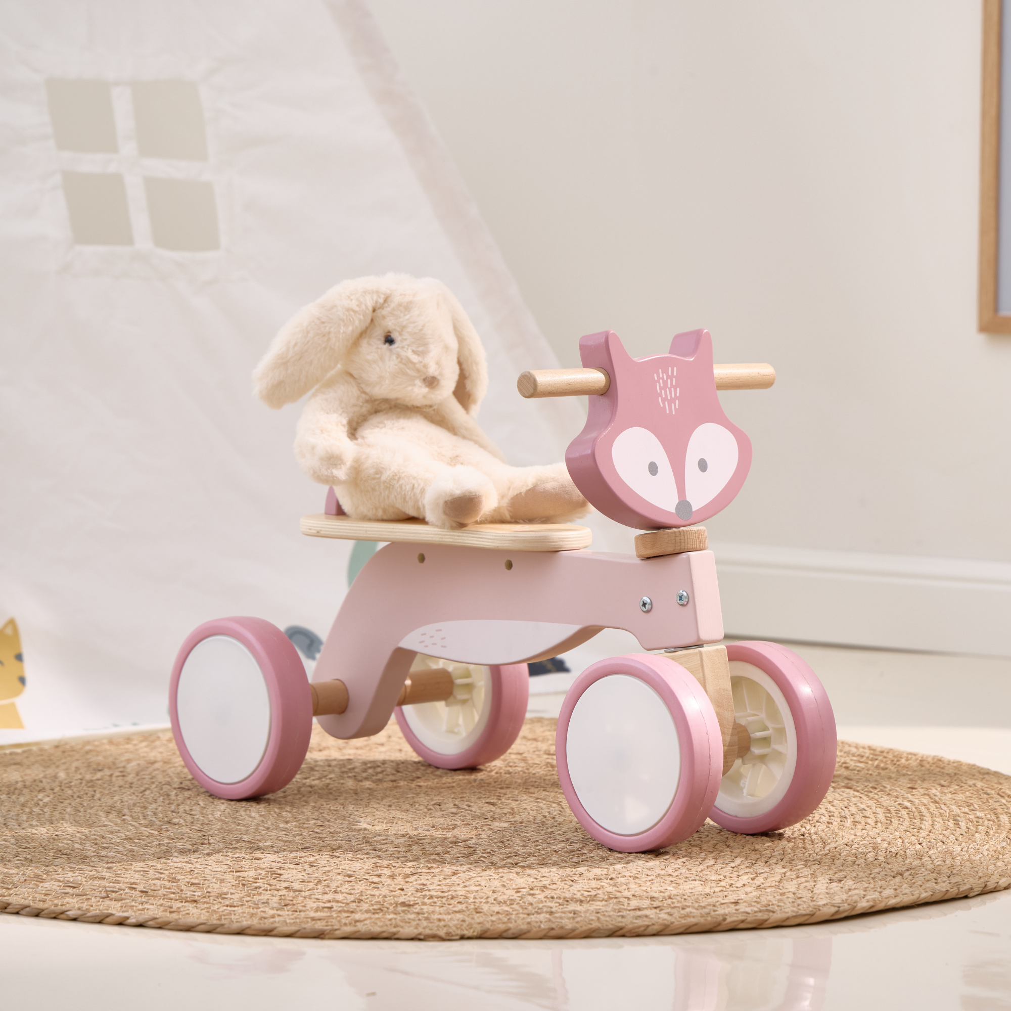 PolarB Wooden Trike for Toddlers with Safety Steering Lock and EVA Tyres  Ride-On Balance Bike for Ages 12 Months and Up  Develops Coordination and Gross Motor Skills