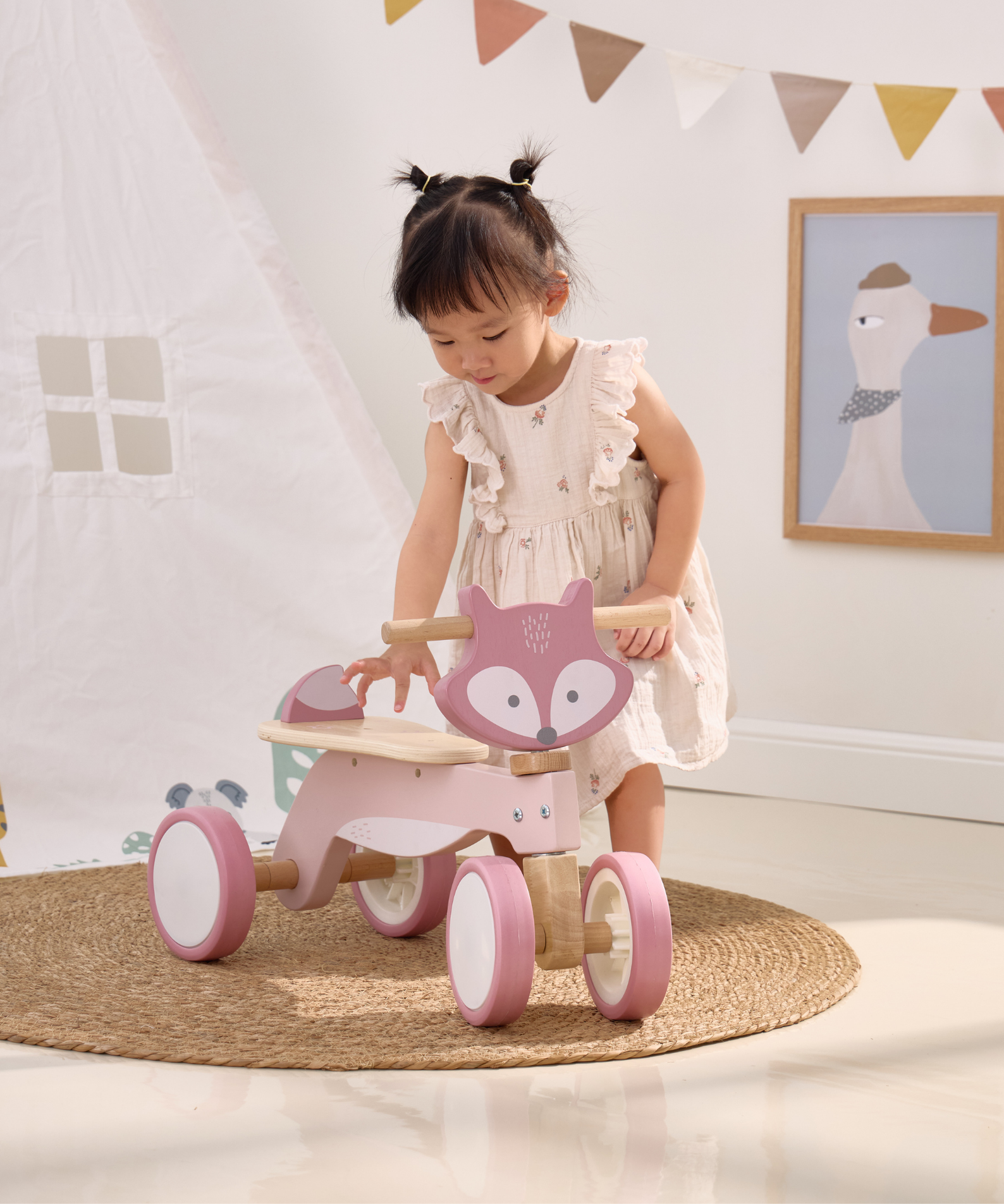 PolarB Wooden Trike for Toddlers with Safety Steering Lock and EVA Tyres  Ride-On Balance Bike for Ages 12 Months and Up  Develops Coordination and Gross Motor Skills