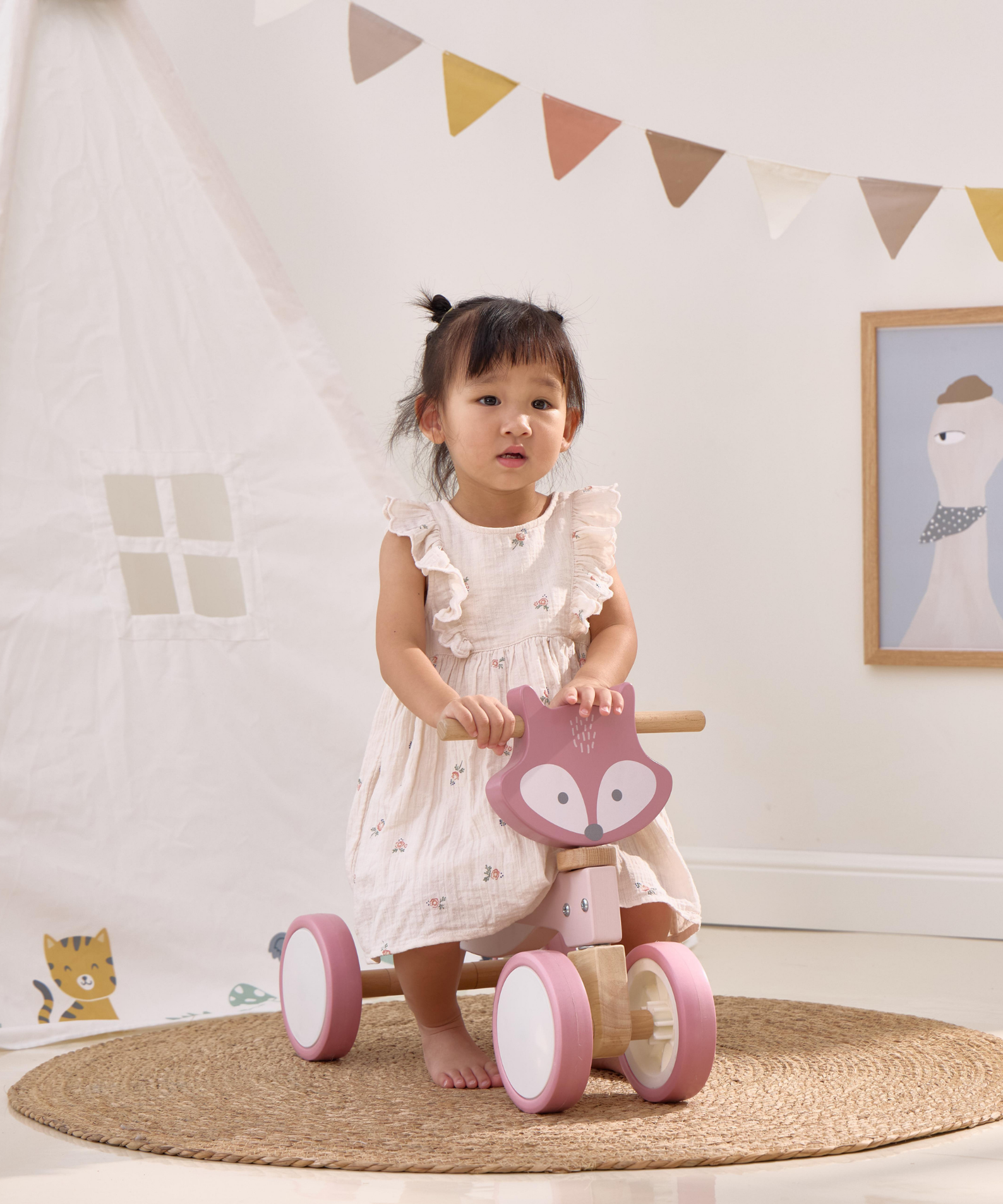 PolarB Wooden Trike for Toddlers with Safety Steering Lock and EVA Tyres  Ride-On Balance Bike for Ages 12 Months and Up  Develops Coordination and Gross Motor Skills