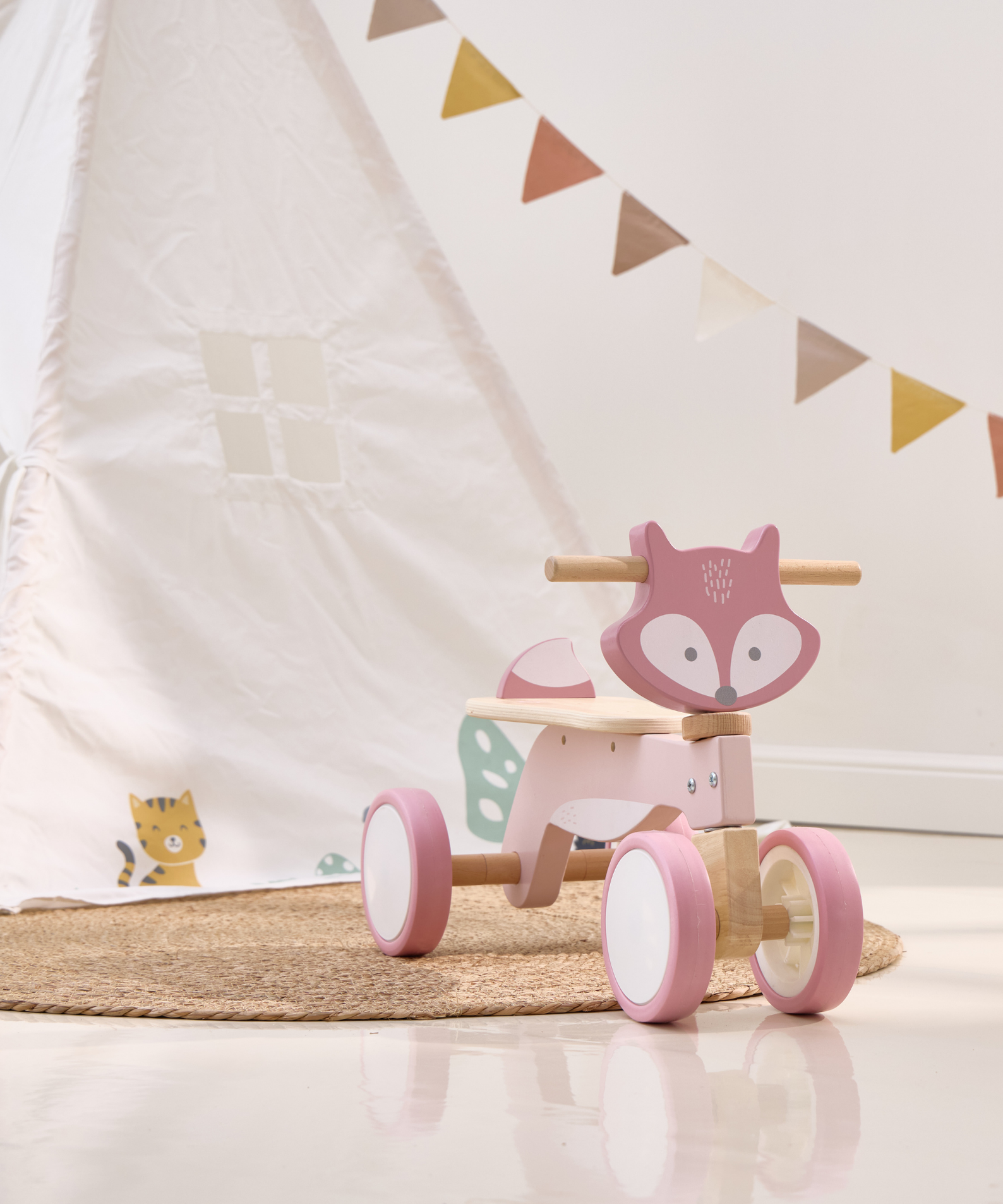 PolarB Wooden Trike for Toddlers with Safety Steering Lock and EVA Tyres  Ride-On Balance Bike for Ages 12 Months and Up  Develops Coordination and Gross Motor Skills