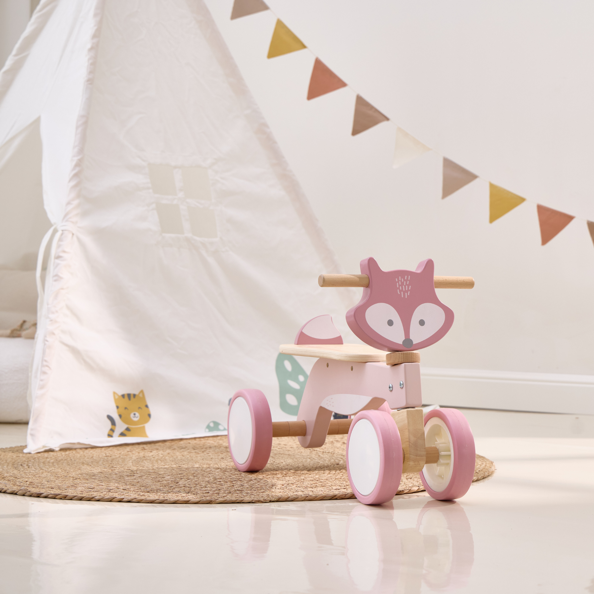 PolarB Wooden Trike for Toddlers with Safety Steering Lock and EVA Tyres  Ride-On Balance Bike for Ages 12 Months and Up  Develops Coordination and Gross Motor Skills