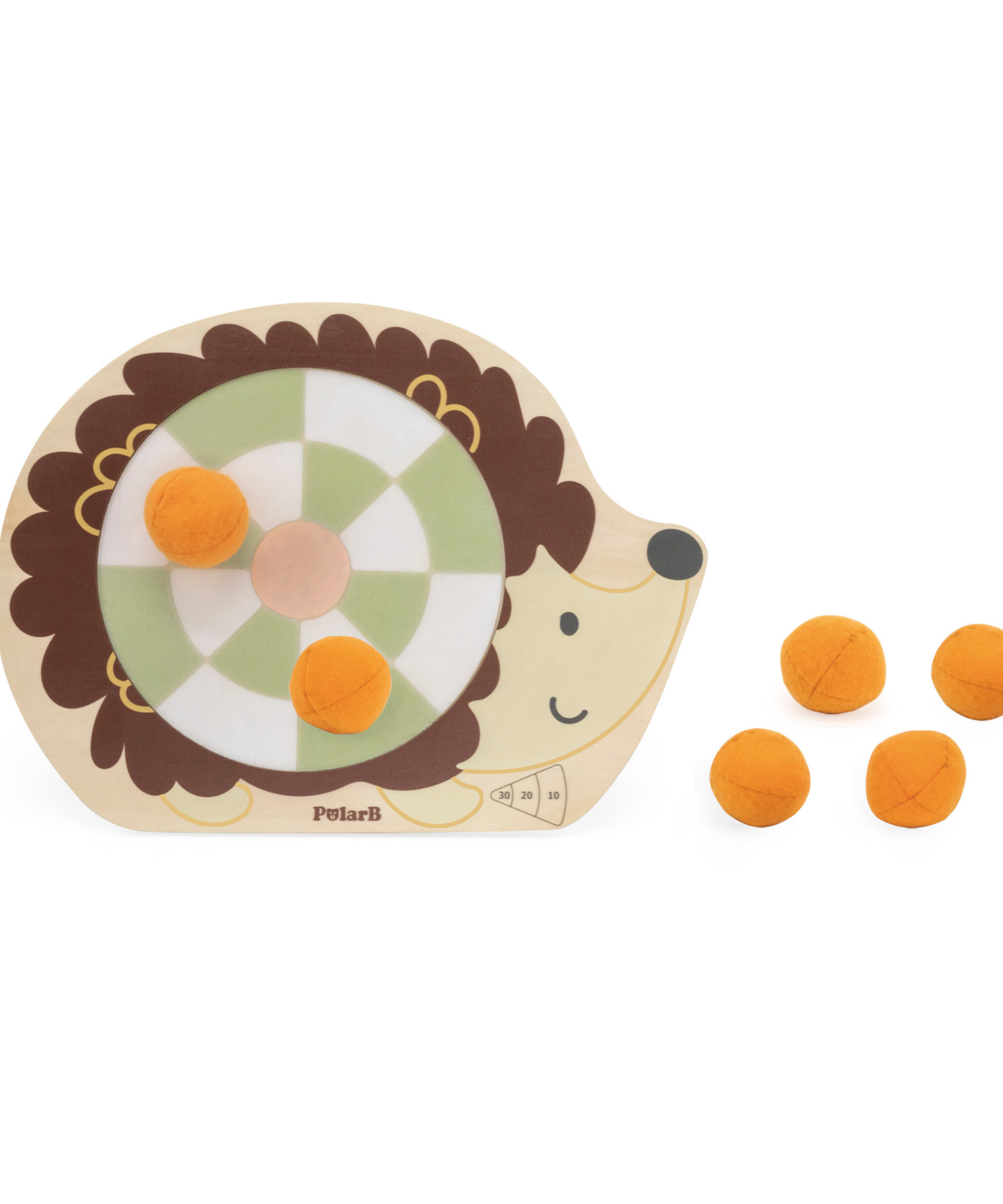 PolarB Wooden Target Game for Kids, Hedgehog Aiming Game with 6 Toss Balls, Develops Hand-Eye Coordination and Motor Skills, Indoor and Outdoor Toy for Ages 3+