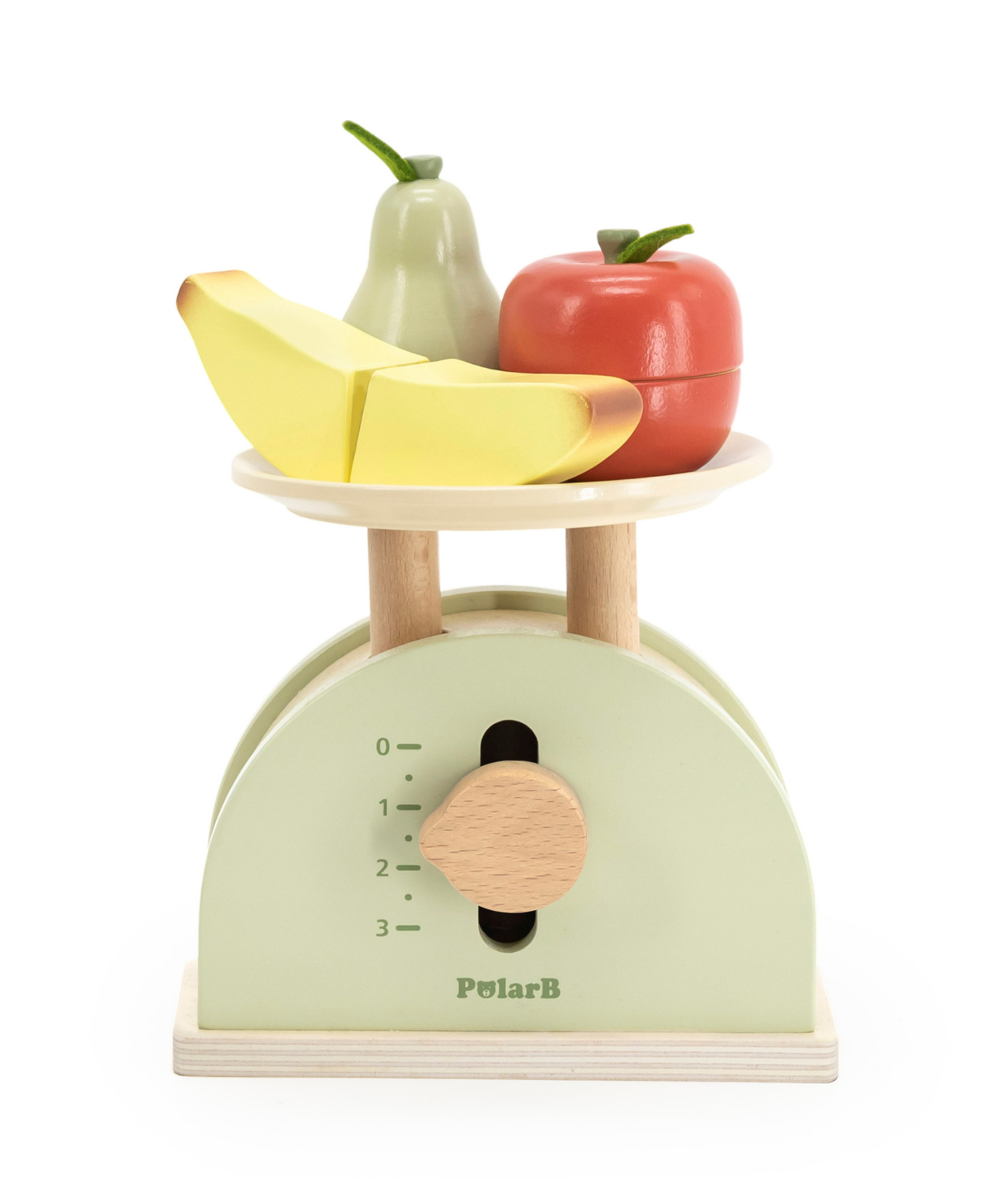 PolarB Wooden Kitchen Scales for Kids, Educational Pretend Play Toy for Role-Playing, Math Skills and Balance Concepts, Durable Wood Construction, Ages 3 and Up