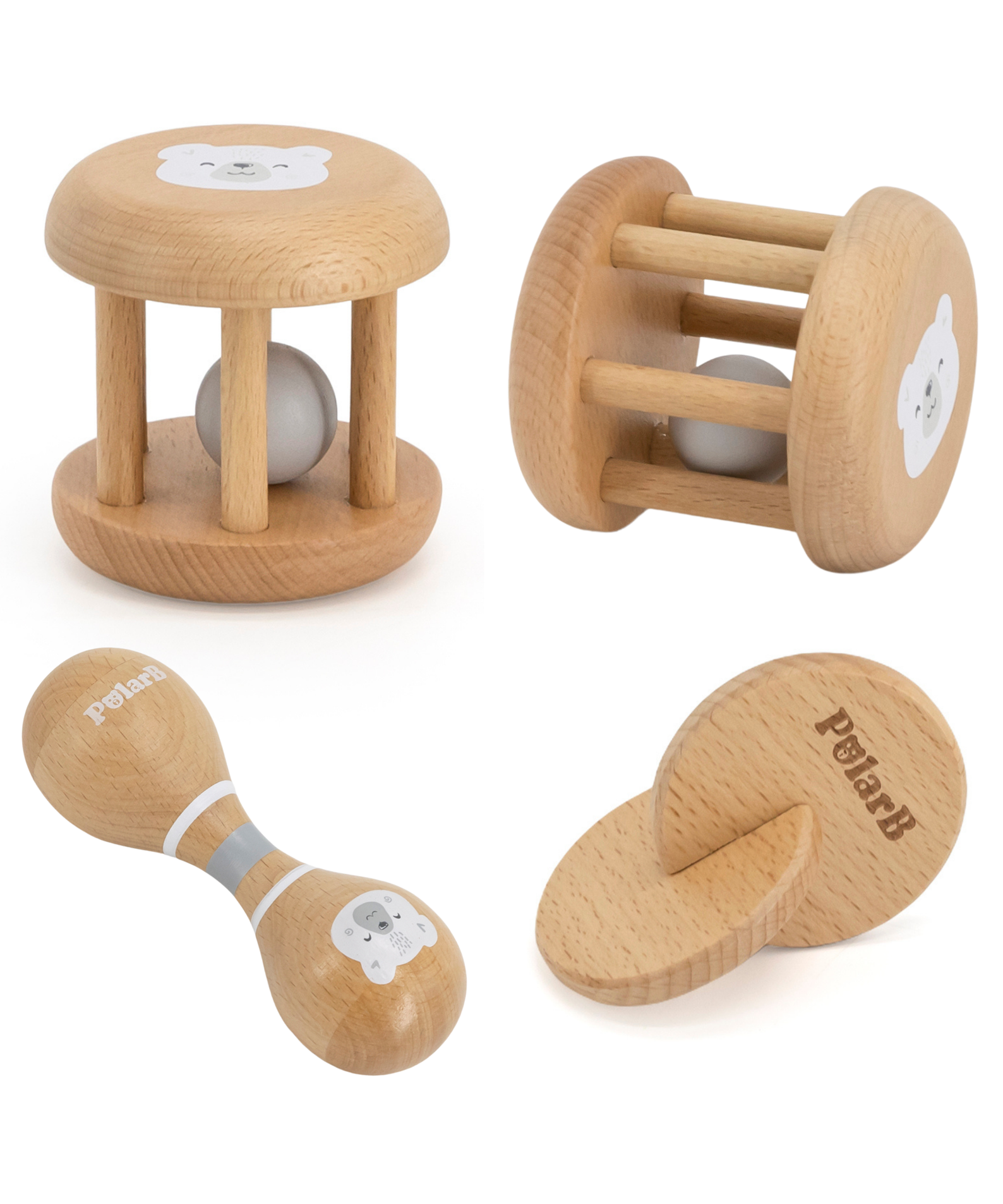 PolarB FSC Grow-with-Me Sensory Seekers Box, Montessori-Inspired Sensory Toy Set for Babies 0-6 Months, Includes High Contrast Cards, Mirror, Maracas, Rattle, Discs and Textured Balls