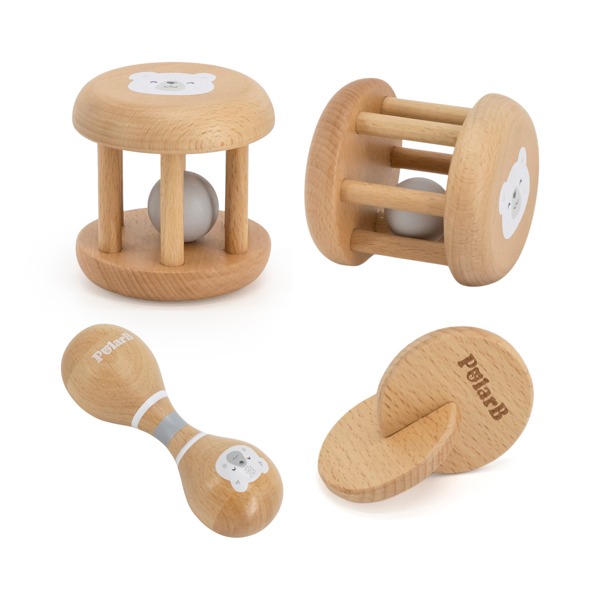 PolarB FSC Grow-with-Me Sensory Seekers Box, Montessori-Inspired Sensory Toy Set for Babies 0-6 Months, Includes High Contrast Cards, Mirror, Maracas, Rattle, Discs and Textured Balls