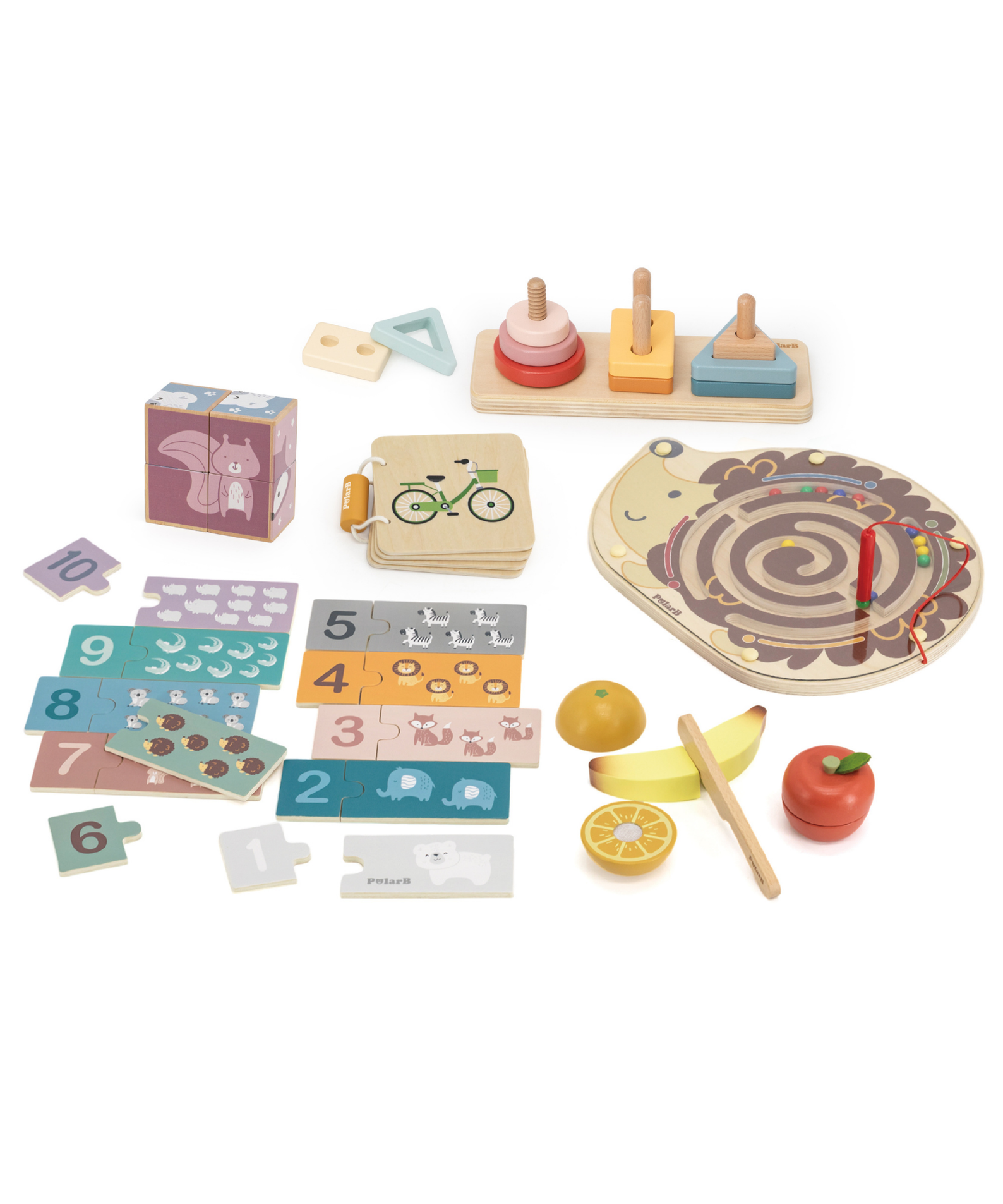 PolarB Grow-with-Me Wooden Activity Educational Montessori Toy Set for Toddlers, Eco-Friendly, Sensory, Cognitive, and Fine Motor Skills Development Toy Suitable for Kids, Boys & Girls Ages 23 Years